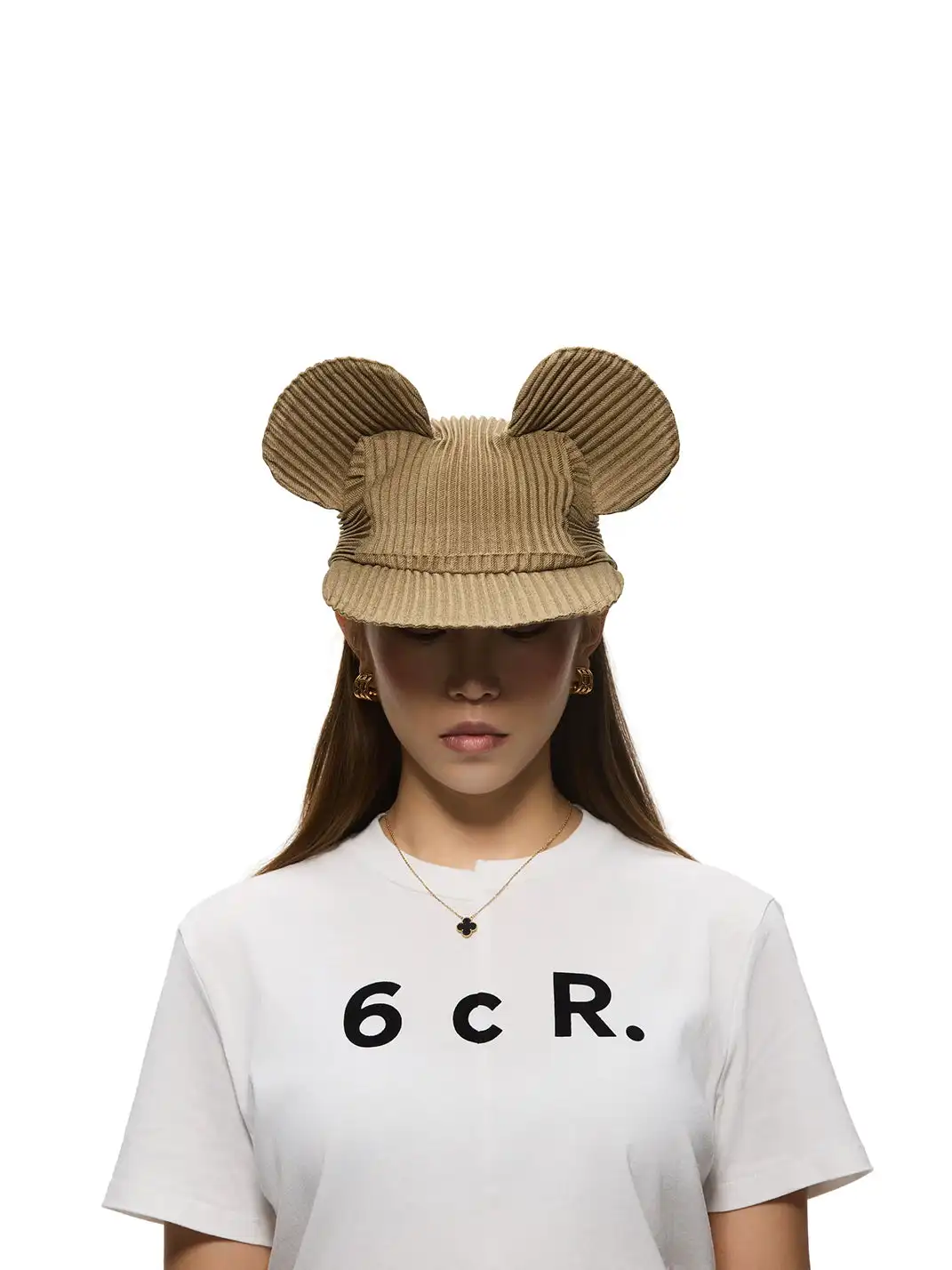6CRAYON | Pleated Mickey Ear Flat Brim Baseball Cap-Green