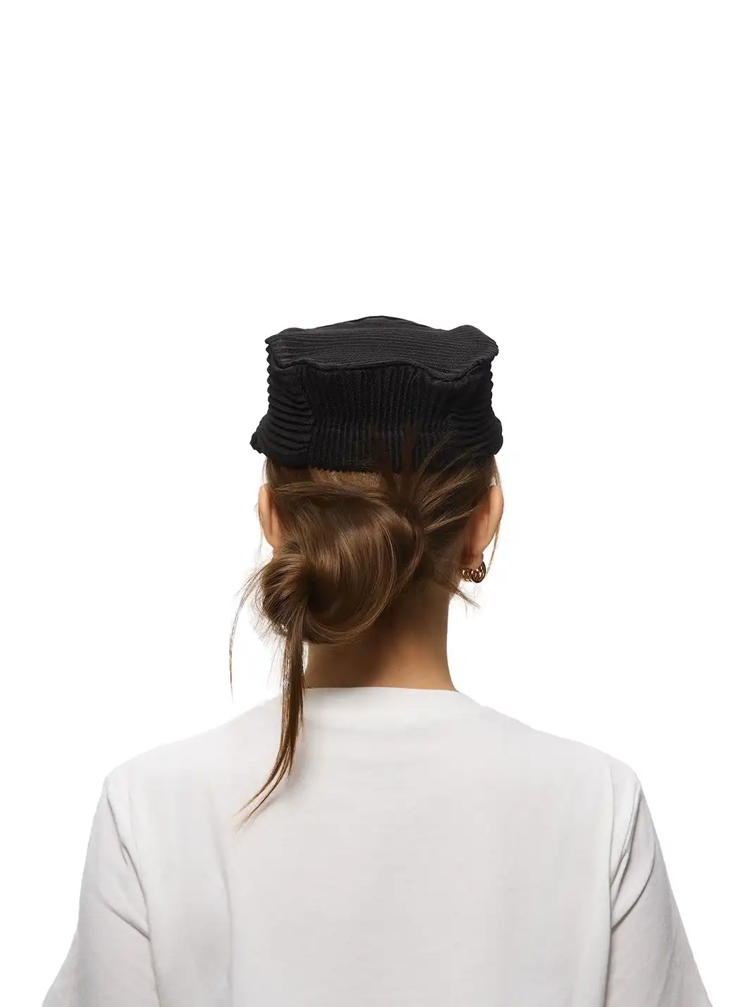 6CRAYON | Pleated Flat Brim Baseball Cap-Black