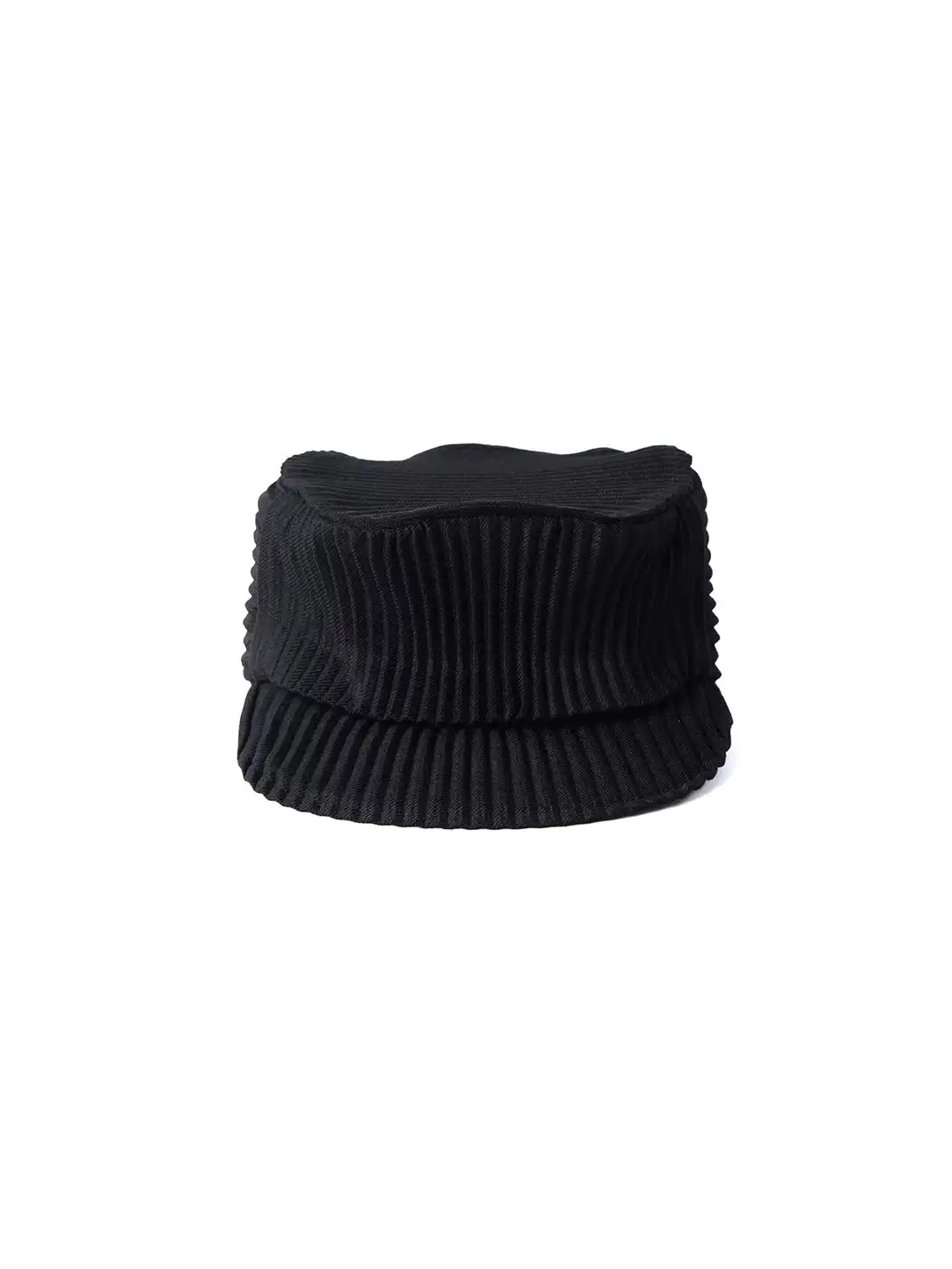 6CRAYON | Pleated Flat Brim Baseball Cap-Black