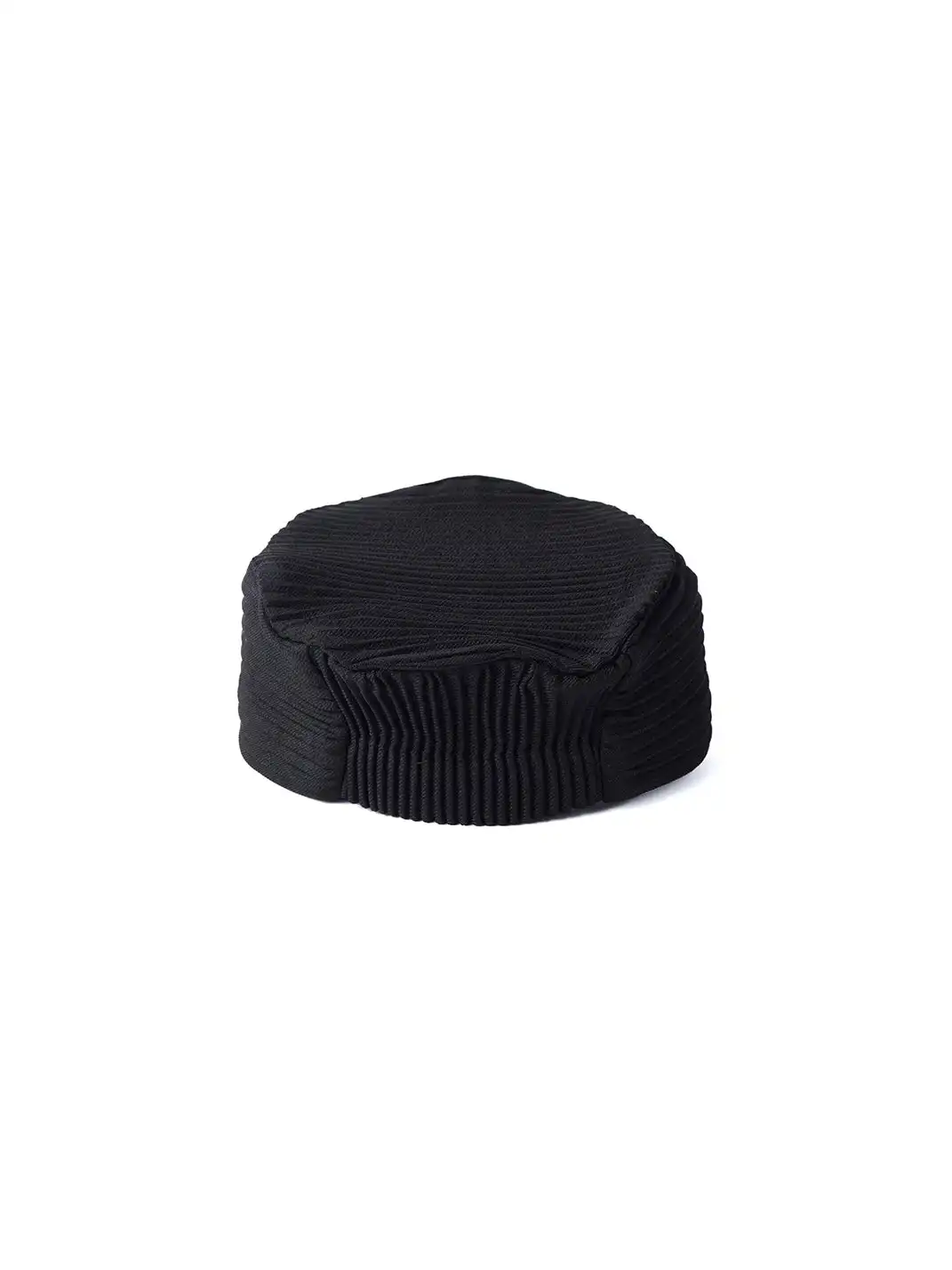 6CRAYON | Pleated Flat Brim Baseball Cap-Black