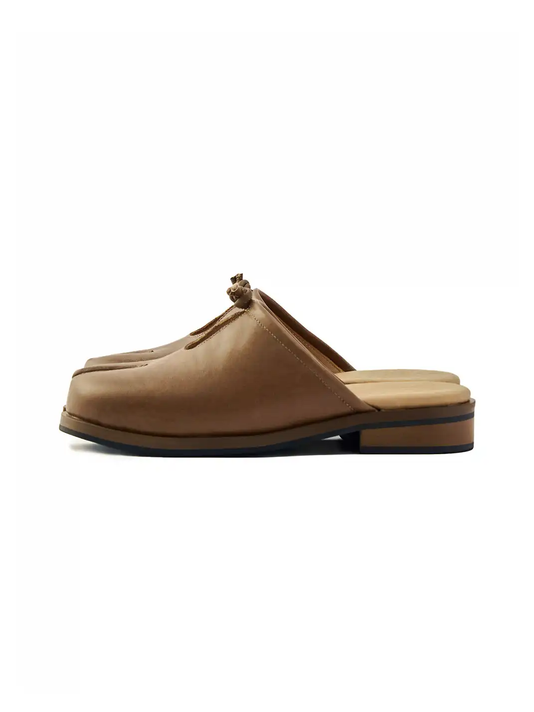 6CRAYON | Split Toe Full Cow Leather Hollow Out Mules-Brown
