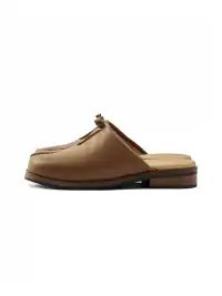 6CRAYON | Split Toe Full Cow Leather Hollow Out Mules-Brown
