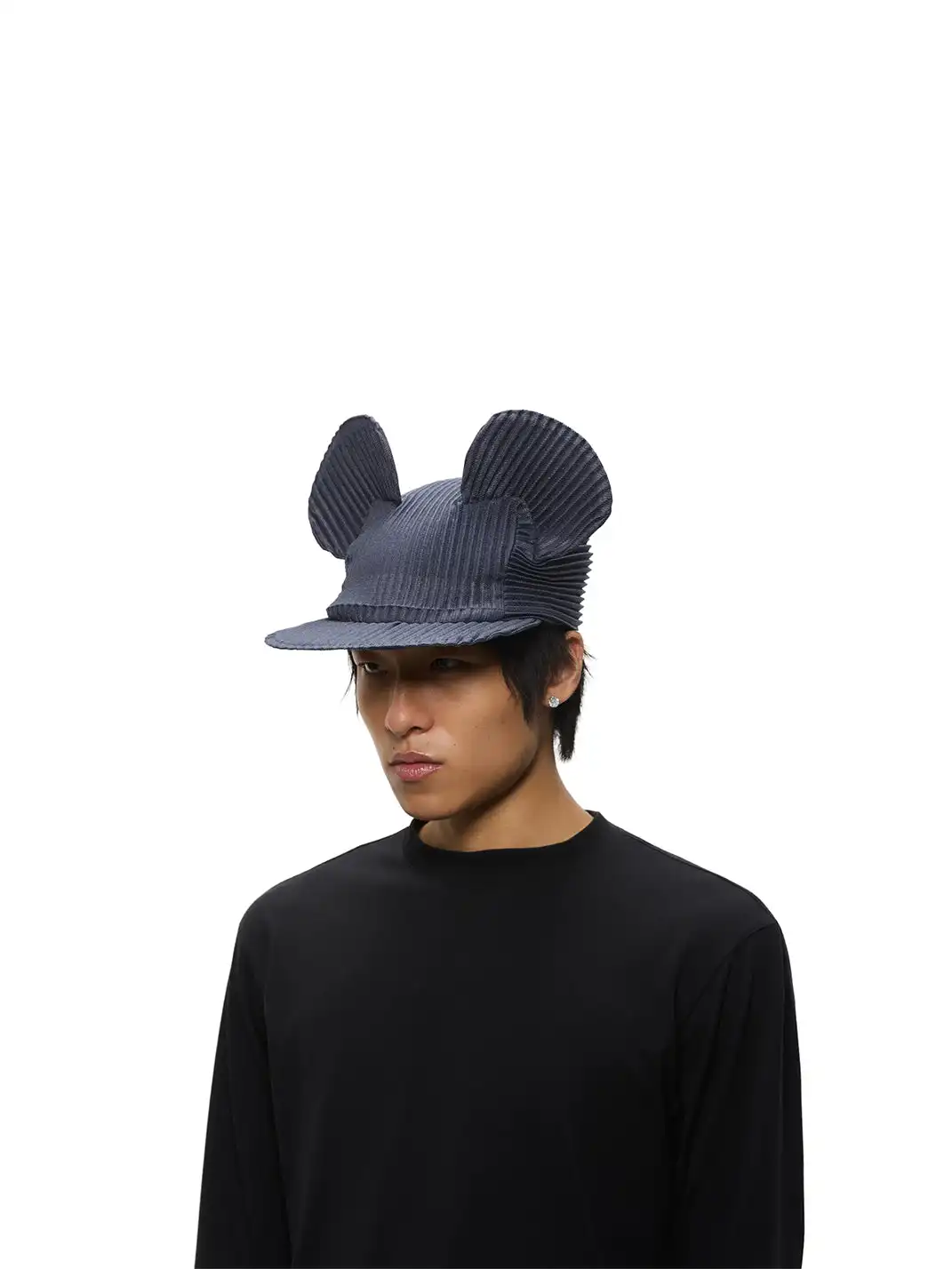 6CRAYON | Pleated Mickey Ear Flat Brim Baseball Cap-Blue