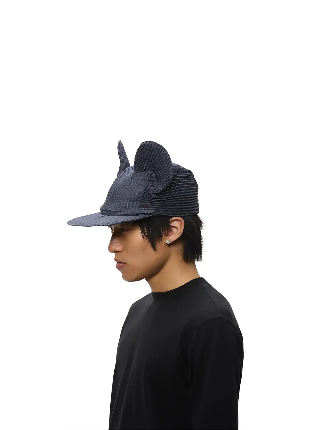 6CRAYON | Pleated Mickey Ear Flat Brim Baseball Cap-Blue