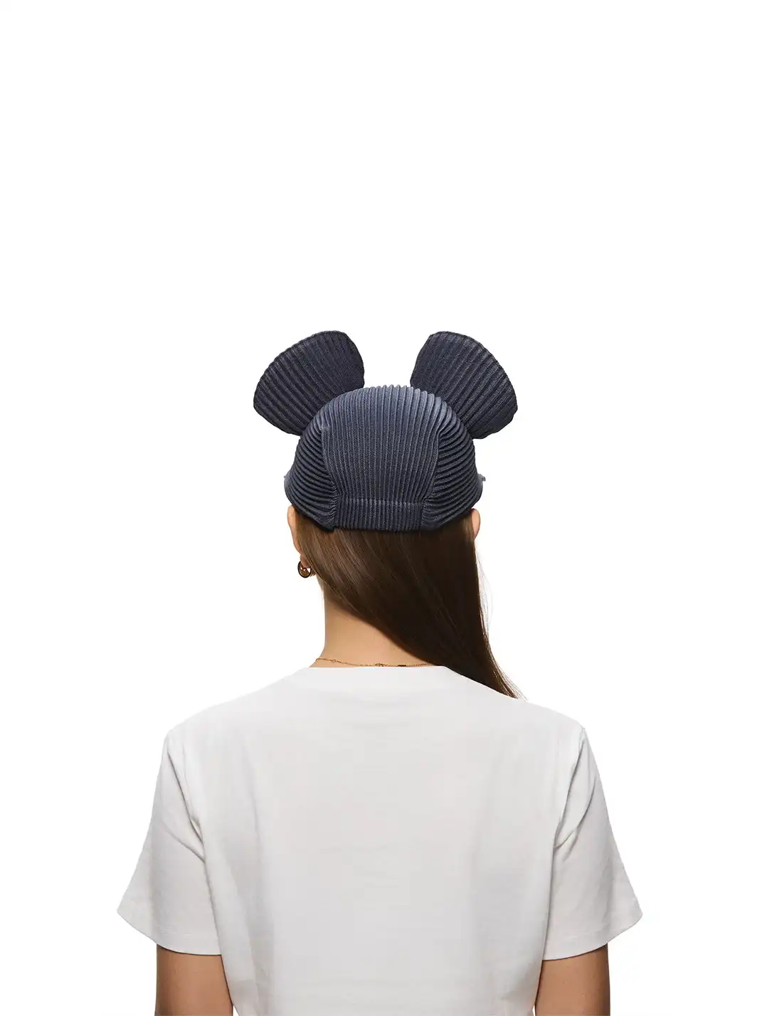 6CRAYON | Pleated Mickey Ear Flat Brim Baseball Cap-Blue