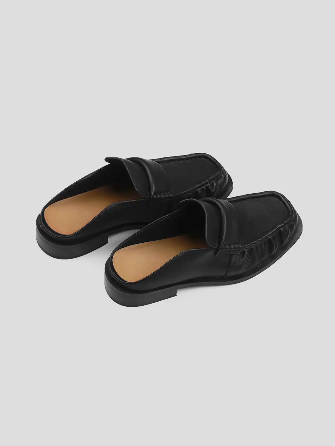 HANQIAORIJI | Washed Leather Mule Loafers