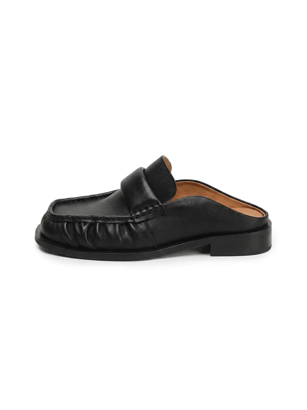 HANQIAORIJI | Washed Leather Mule Loafers
