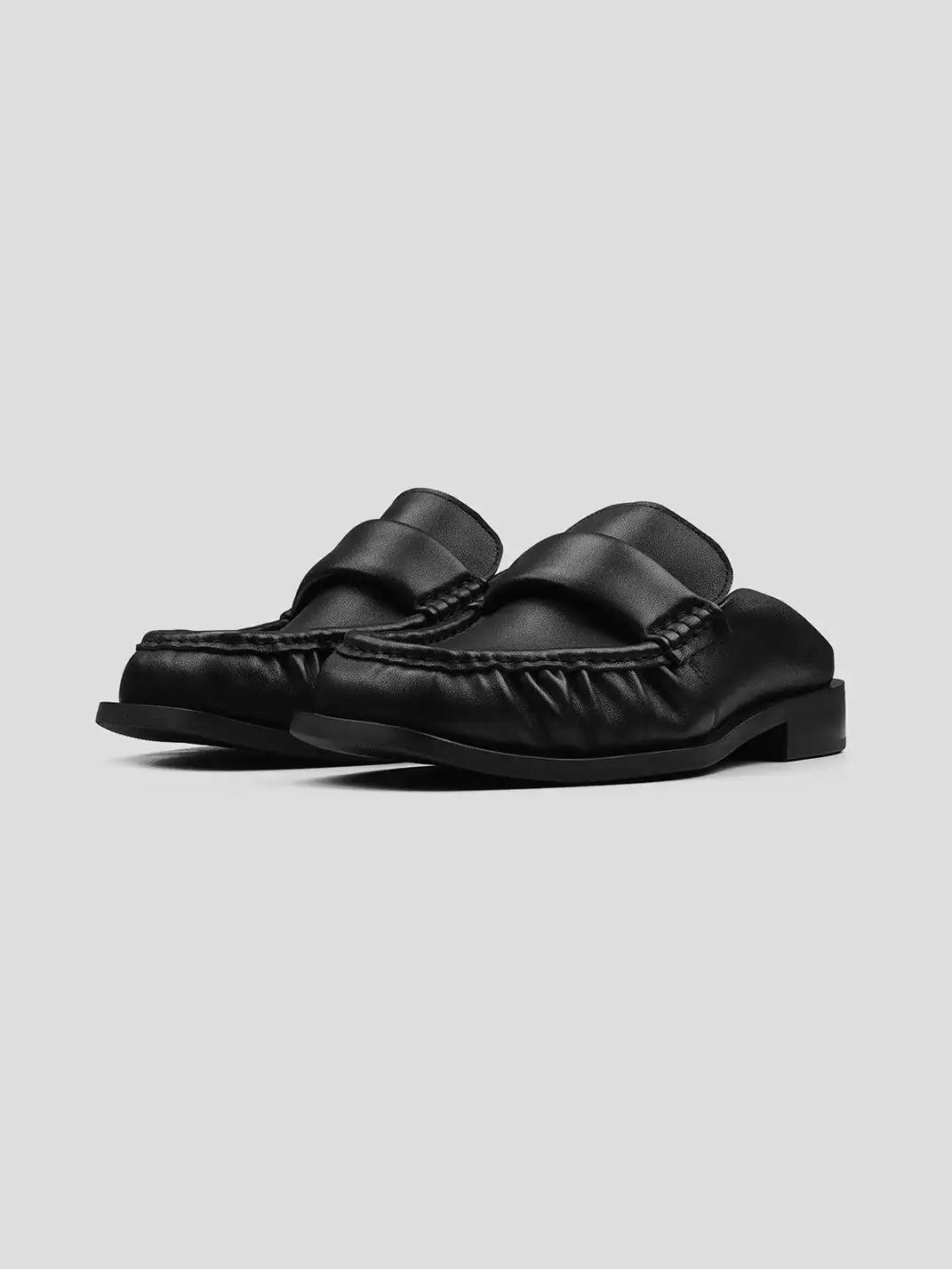 HANQIAORIJI | Washed Leather Mule Loafers