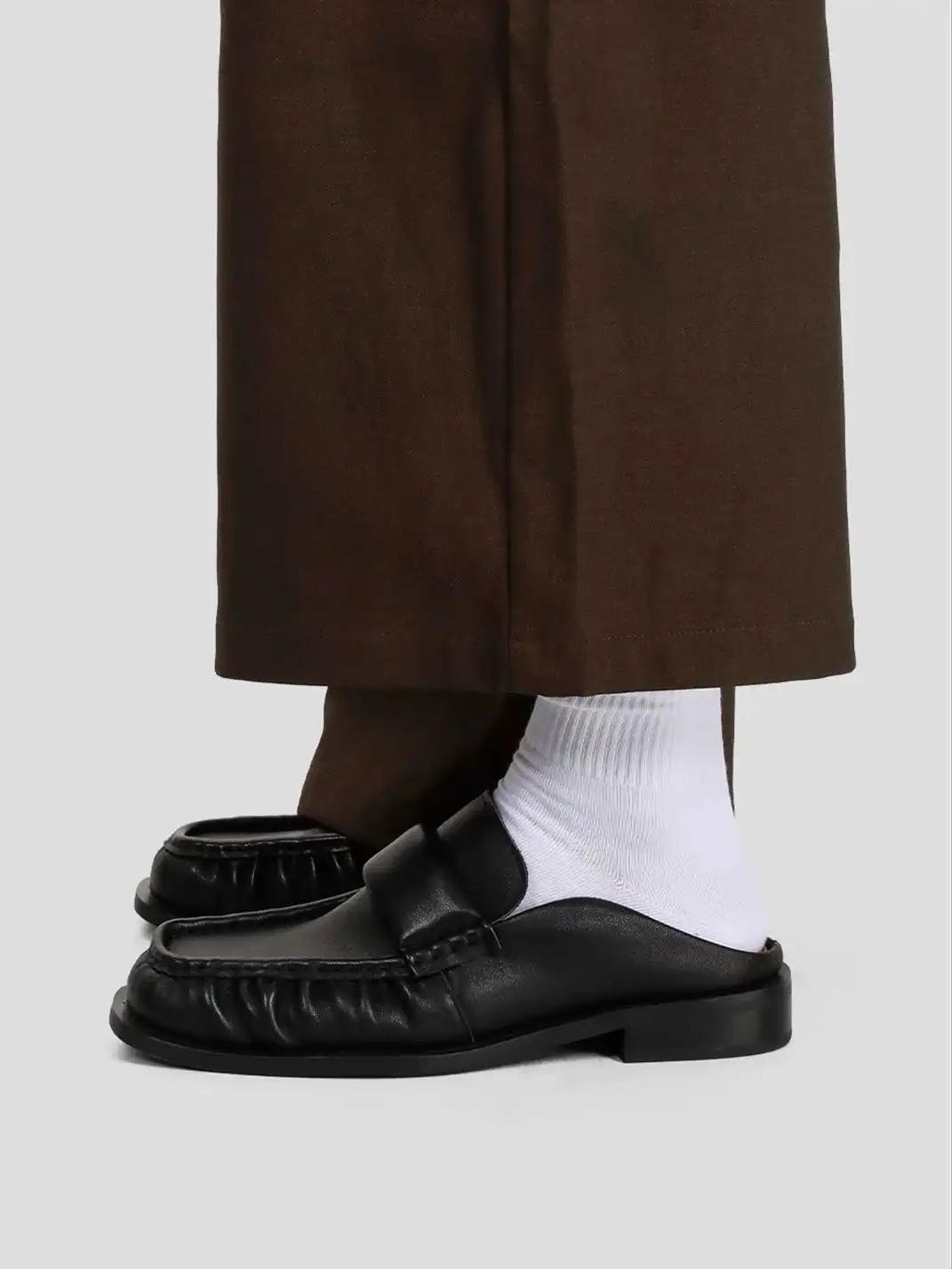 HANQIAORIJI | Washed Leather Mule Loafers