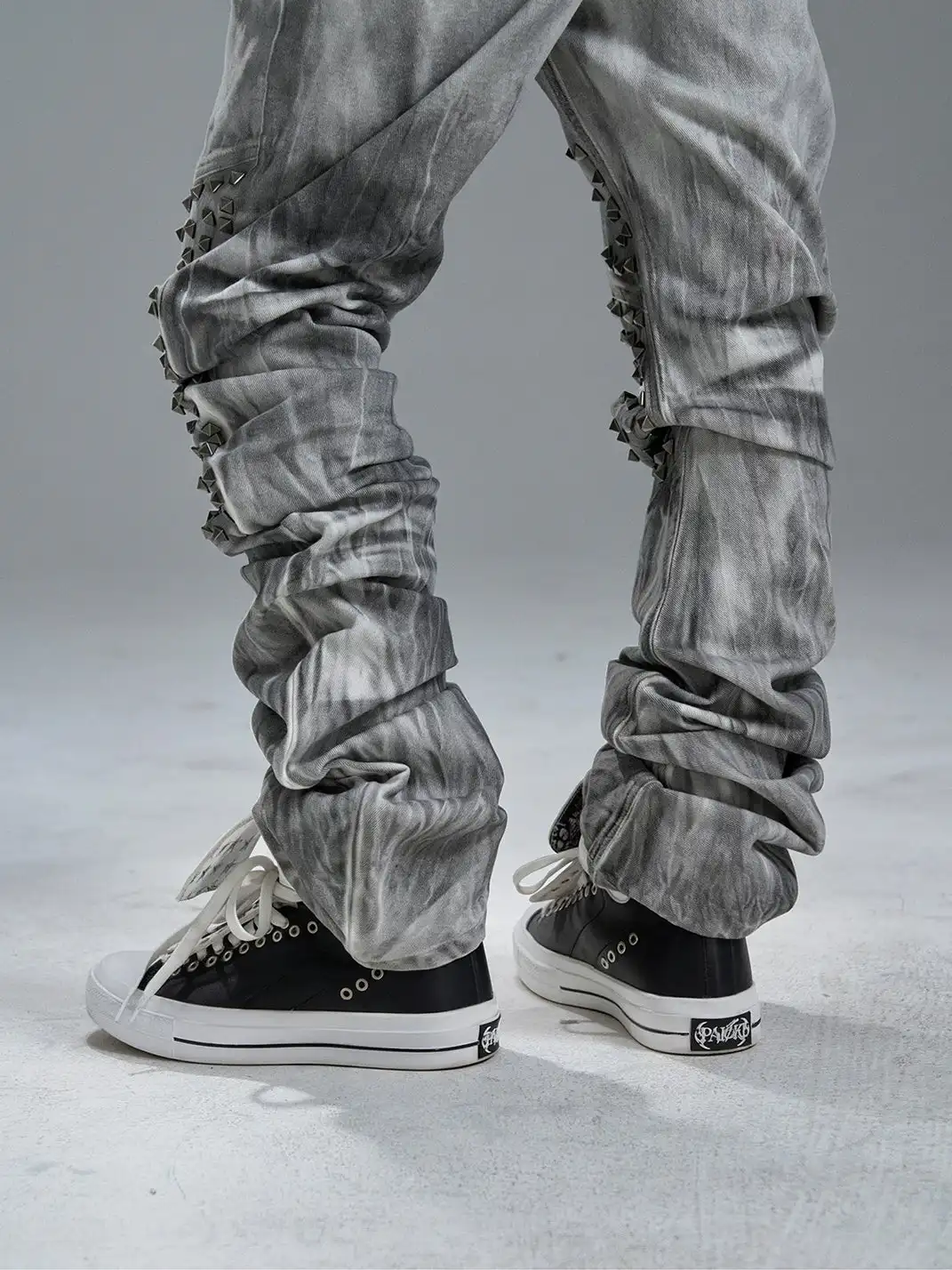 PAIKI | Detachable Tongue Cowhide High-Top Skate Sneakers