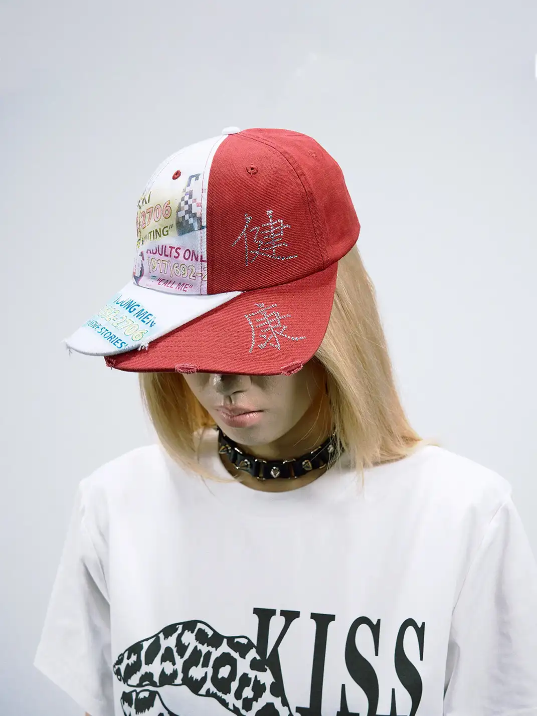 PAIKI | Double-Brim Patchwork Rhinestone Baseball Cap