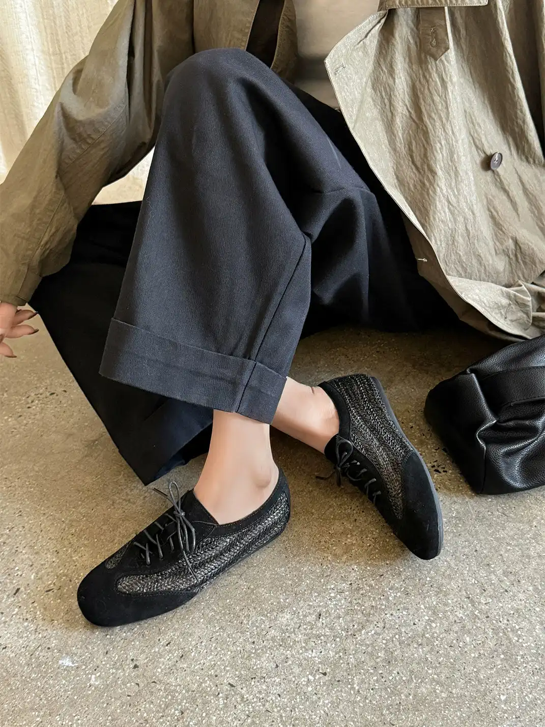 DAOYU |  Woven Lace-Up German Trainer Sneakers