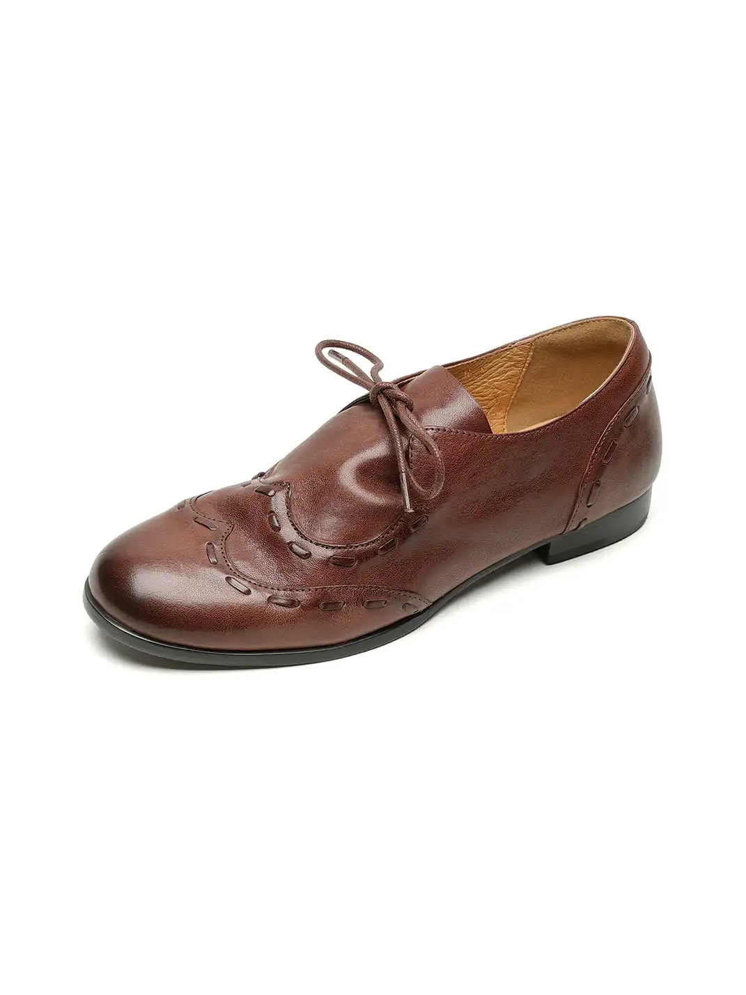 DAOYU | Genuine Leather Flat Lace-Up Shoes