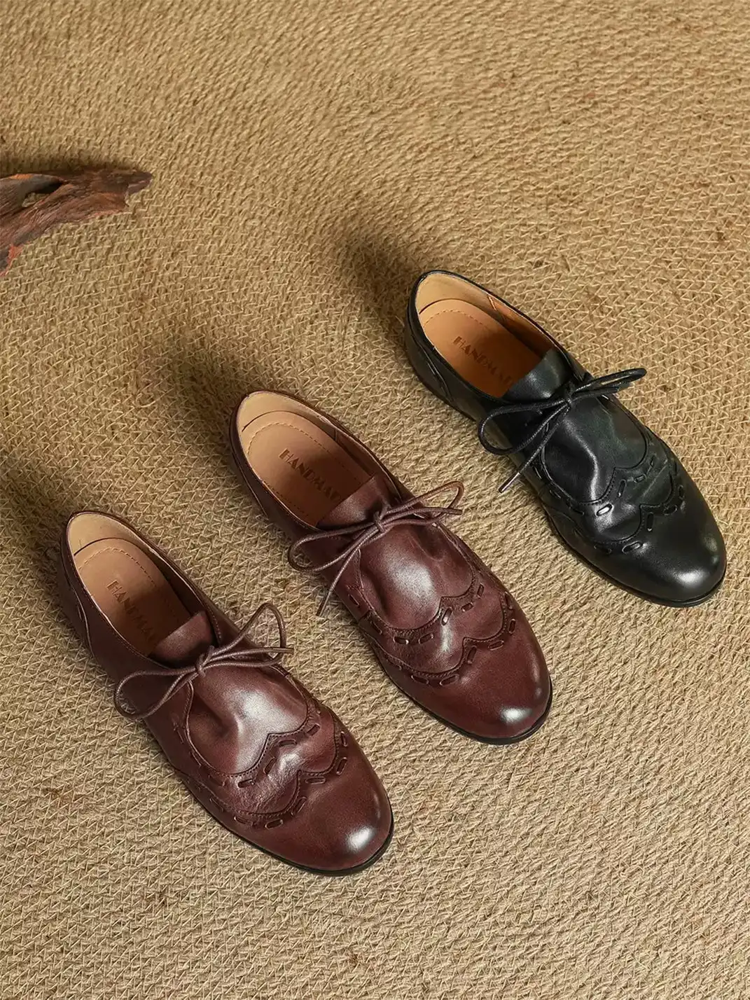 DAOYU | Genuine Leather Flat Lace-Up Shoes