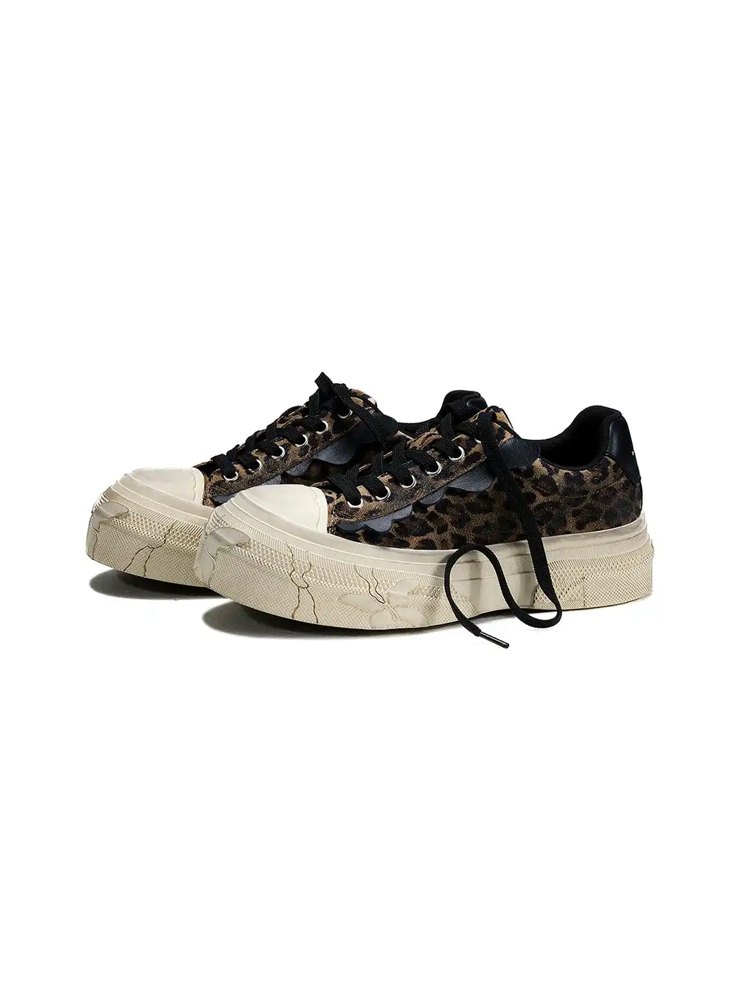 Butterfly Nebula | Vintage Leopard Print Platform Canvas Shoes