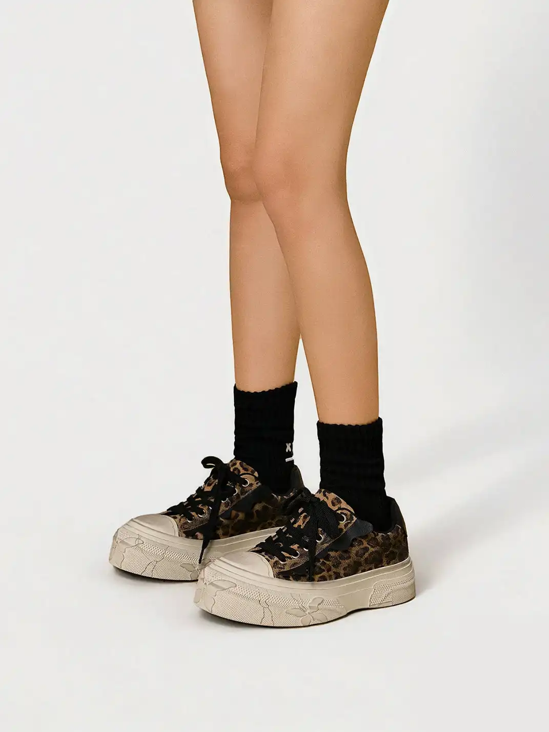 Butterfly Nebula | Vintage Leopard Print Platform Canvas Shoes