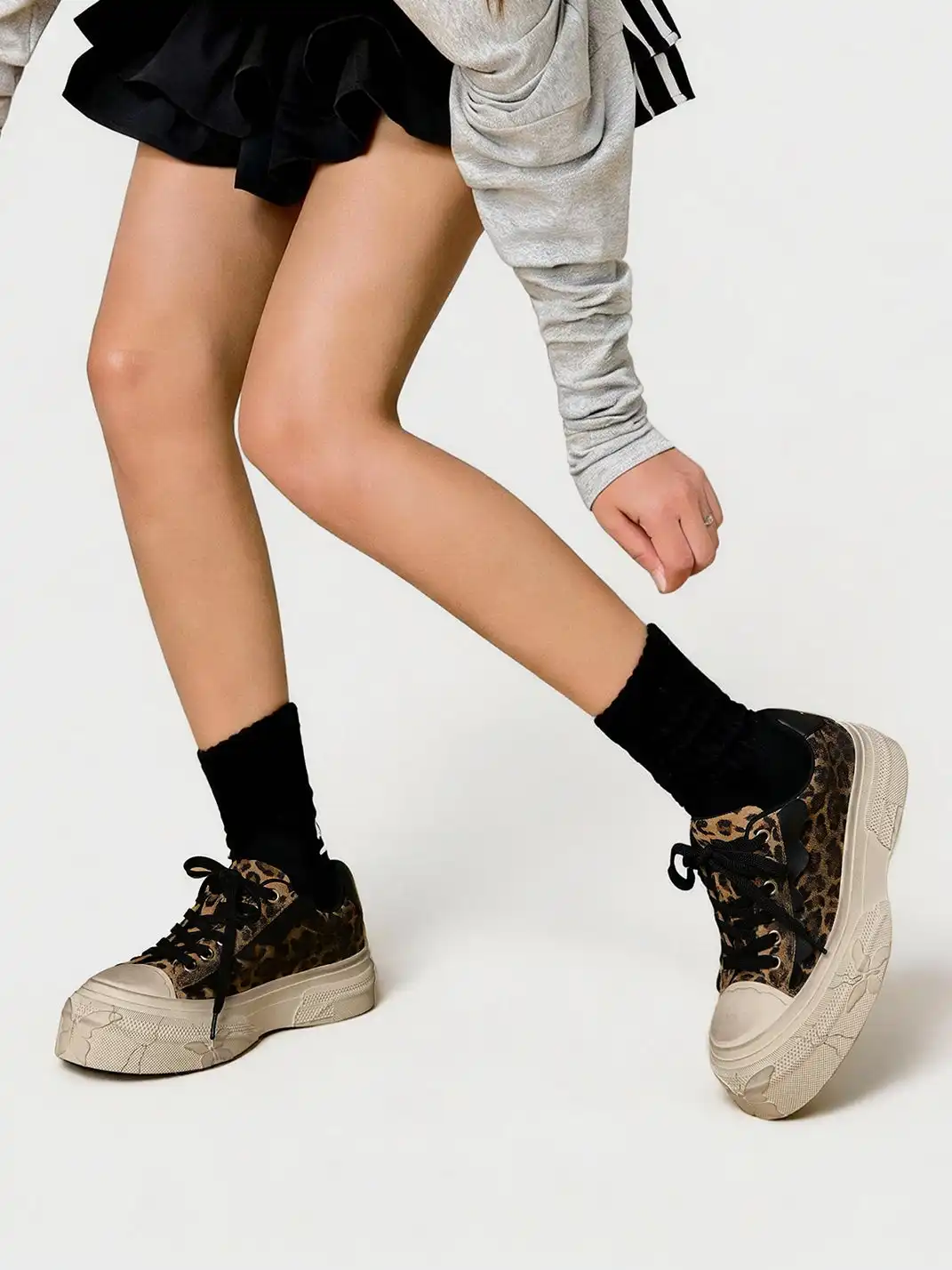 Butterfly Nebula | Vintage Leopard Print Platform Canvas Shoes