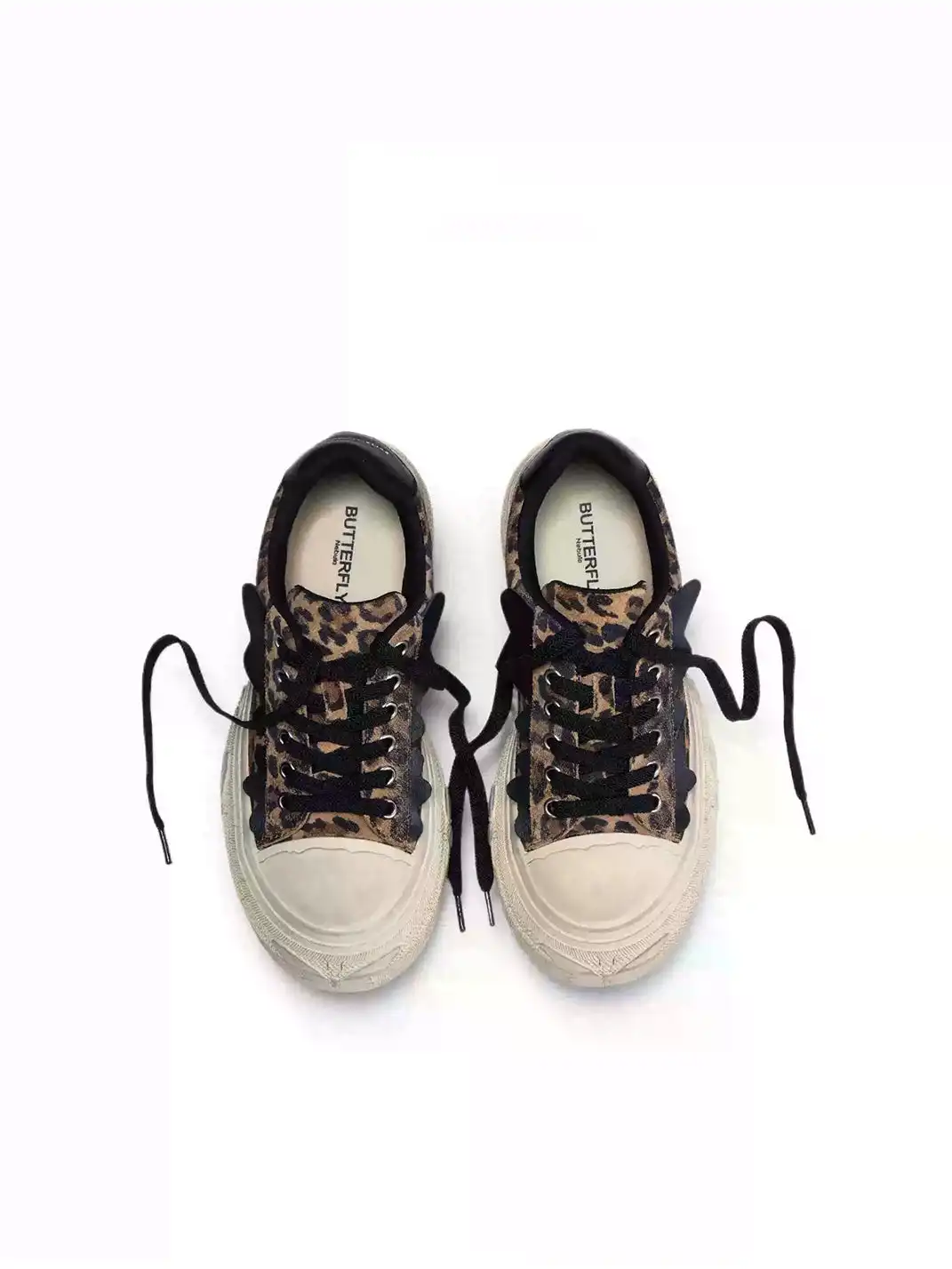 Butterfly Nebula | Vintage Leopard Print Platform Canvas Shoes
