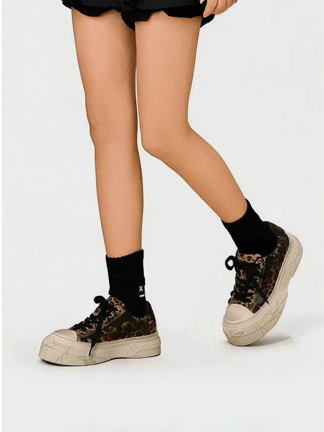Butterfly Nebula | Vintage Leopard Print Platform Canvas Shoes