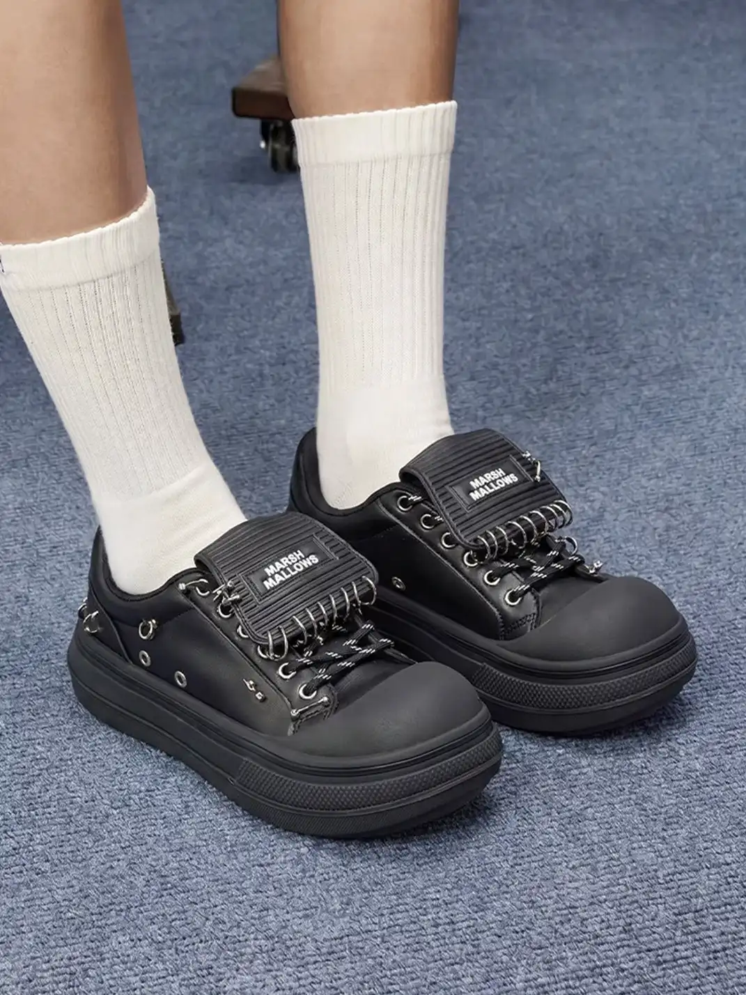Mule Donkey | Punk Platform Rivet Round Toe Chunky Sneakers