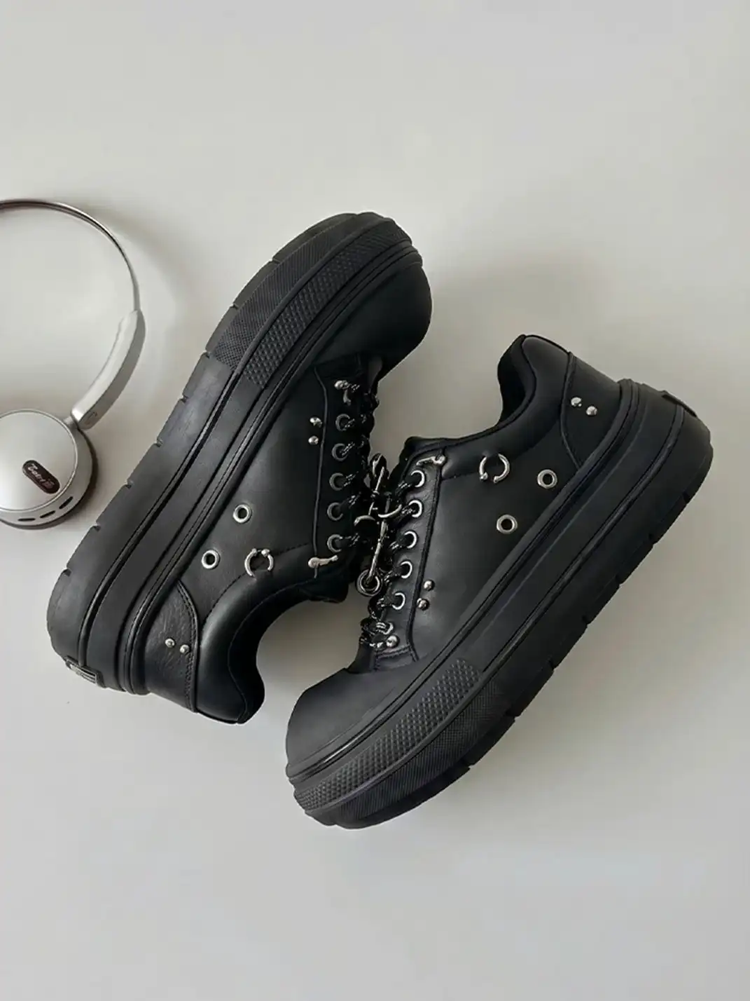 Mule Donkey | Punk Platform Rivet Round Toe Chunky Sneakers