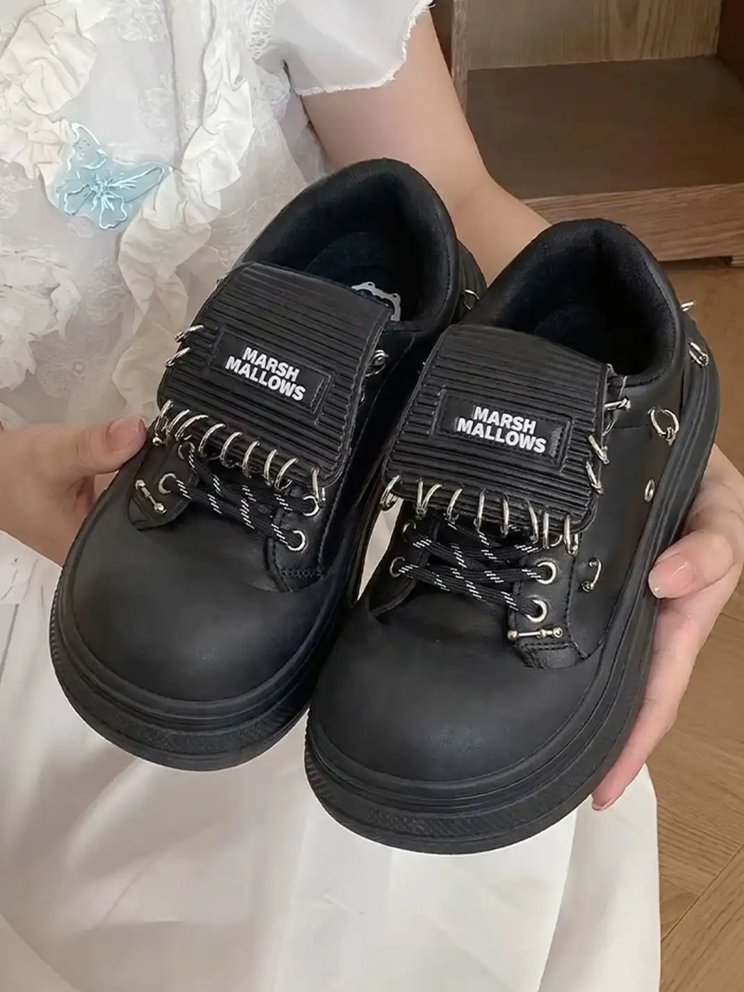 Mule Donkey | Punk Platform Rivet Round Toe Chunky Sneakers
