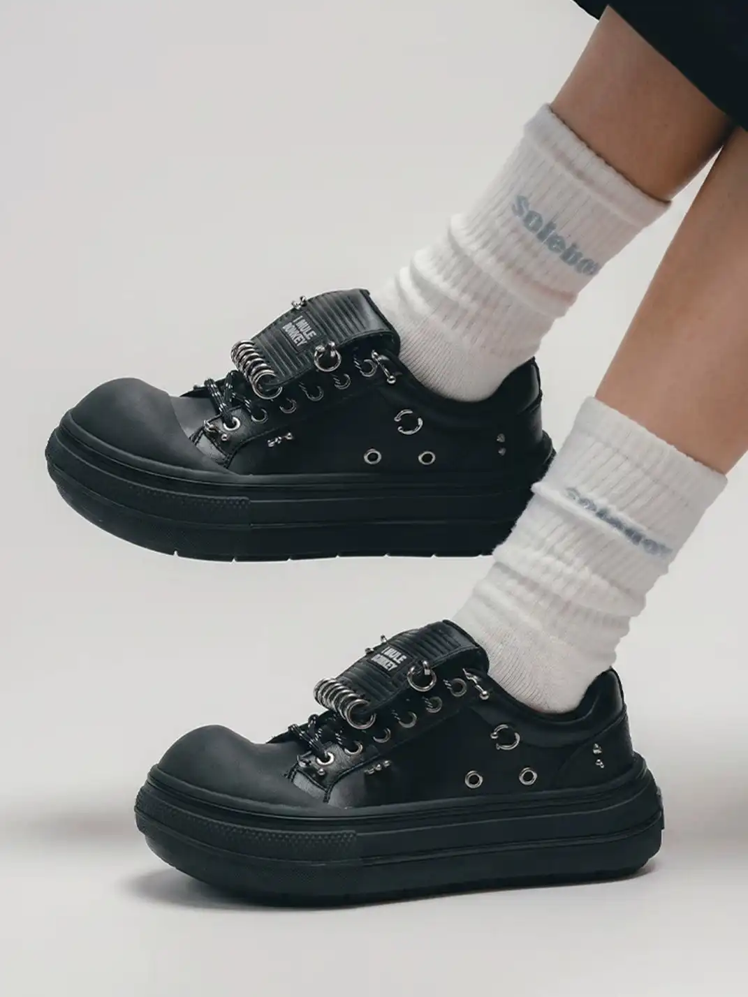 Mule Donkey | Punk Platform Rivet Round Toe Chunky Sneakers