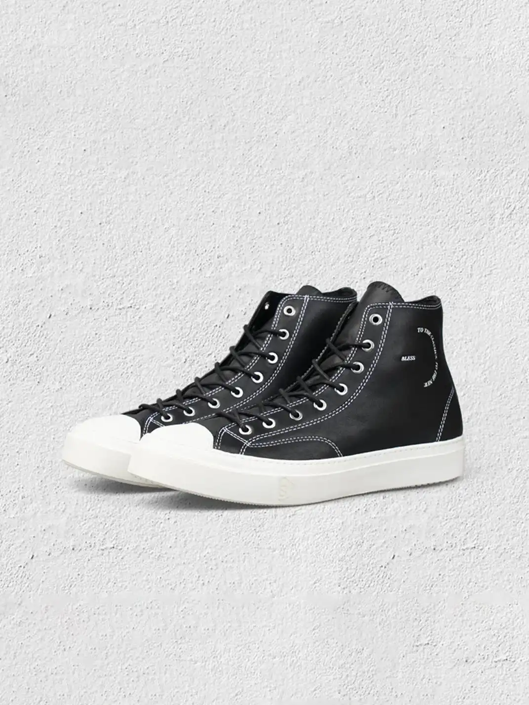 BLESS SHOE | Contrast Stitch Platform High-Top Sneakers