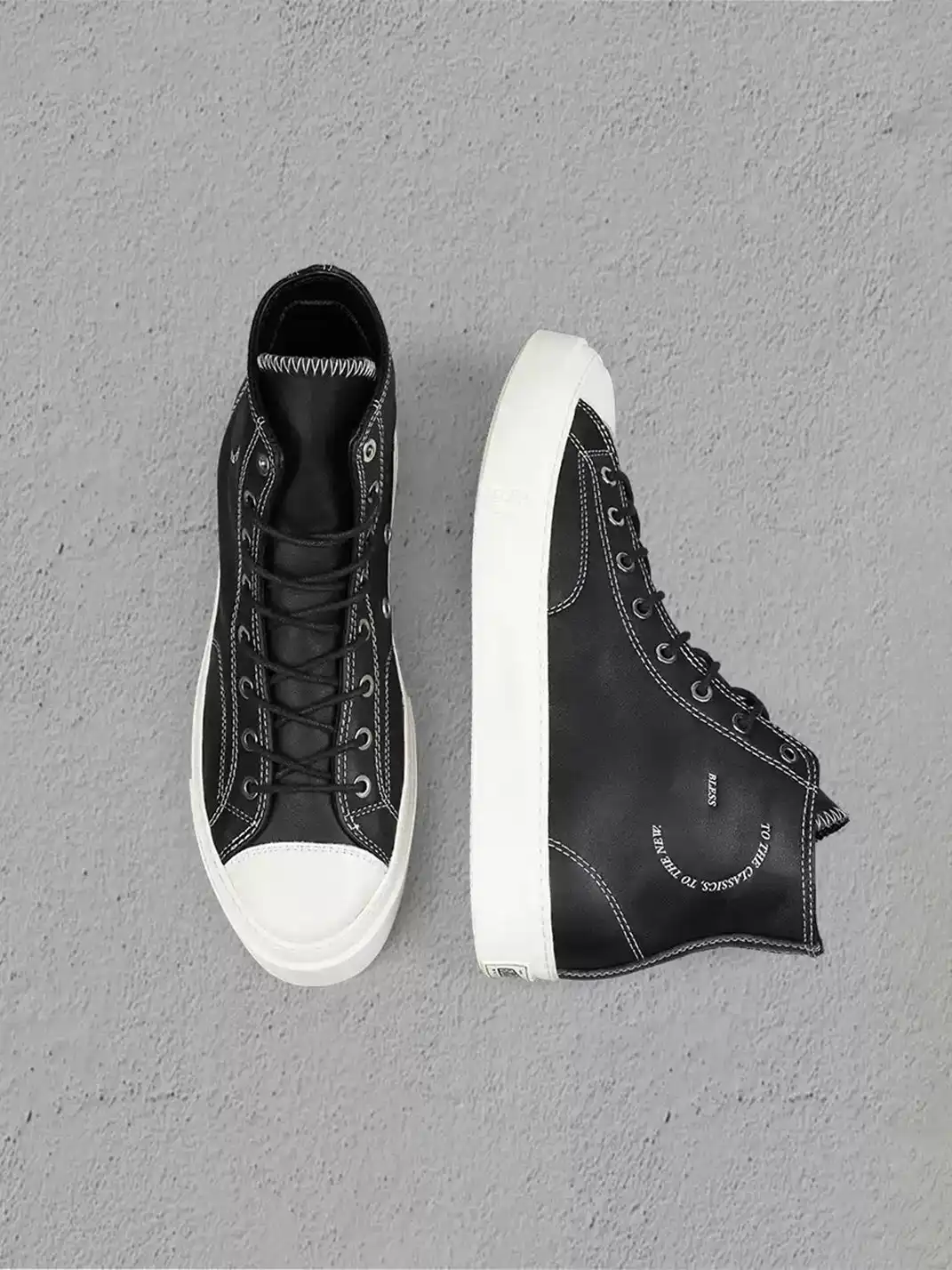BLESS SHOE | Contrast Stitch Platform High-Top Sneakers