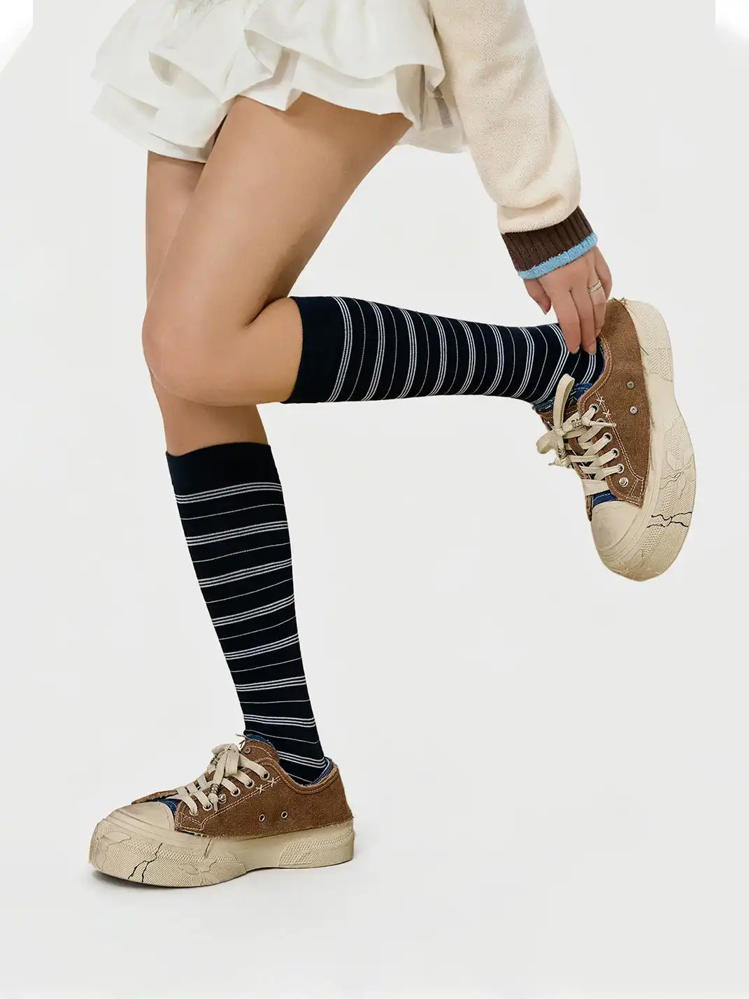 Butterfly Nebula | Colorblock Blue Platform Canvas Sneakers