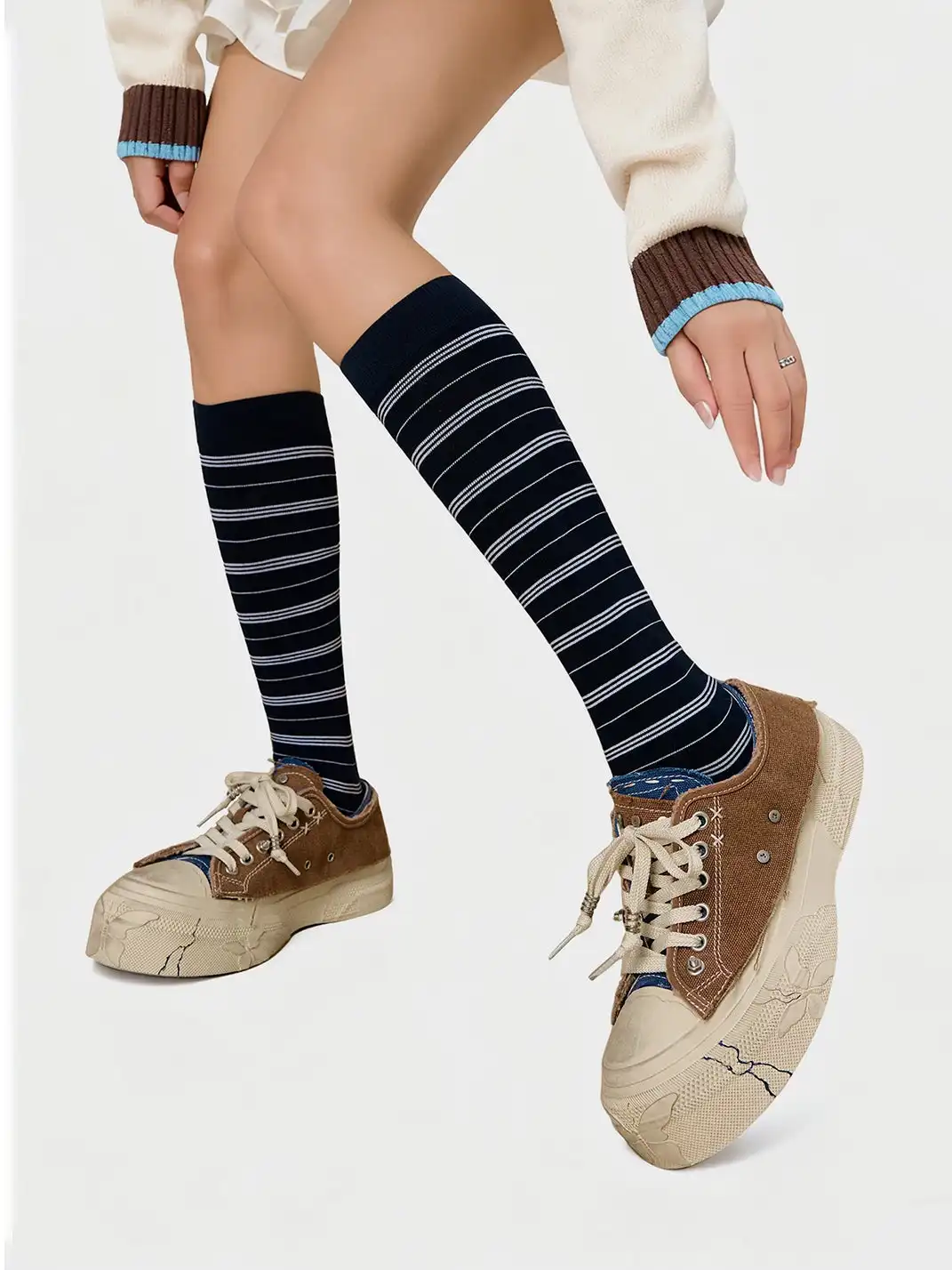 Butterfly Nebula | Colorblock Blue Platform Canvas Sneakers