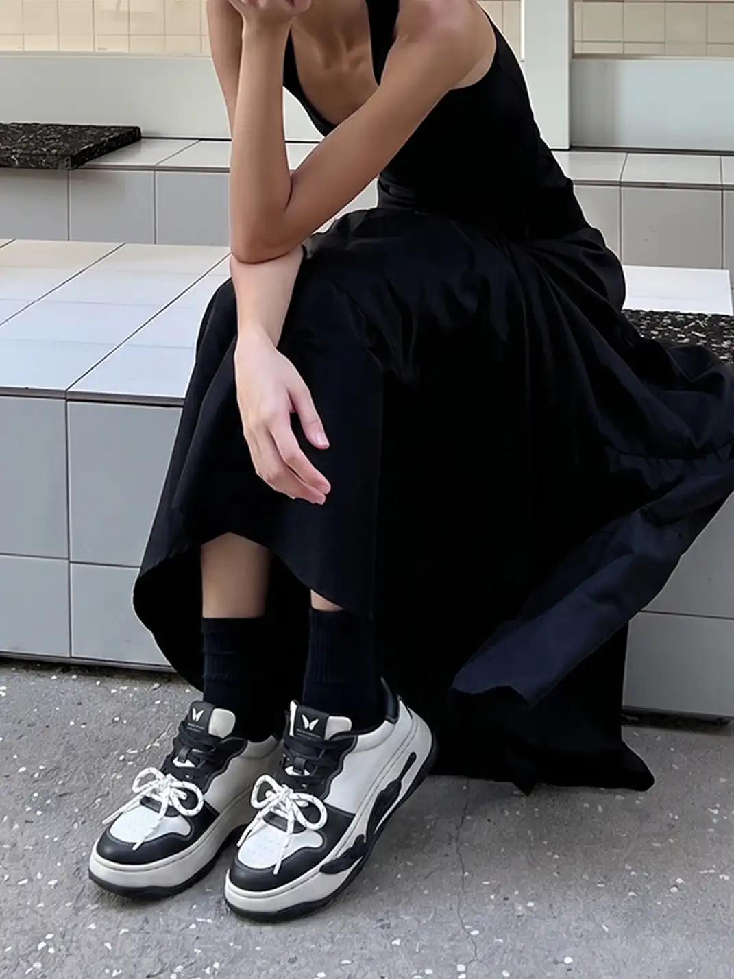 Butterfly Nebula | Distressed Thick Platform Top-Grain Leather Sneakers