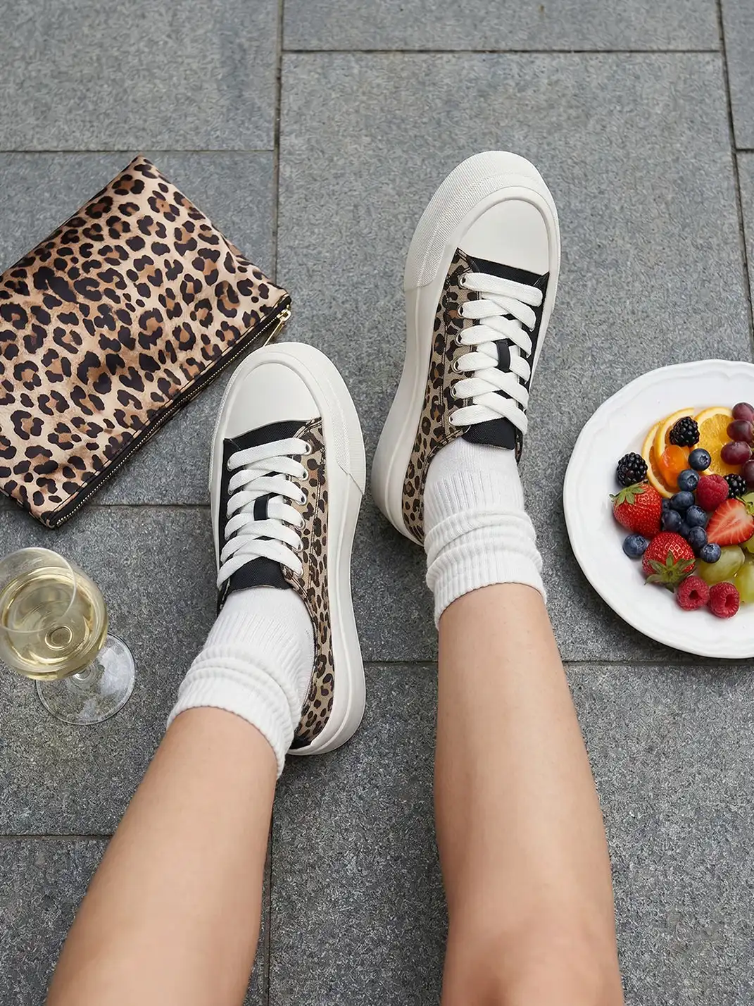 LeStream | Low-Top Color Block Leopard Print Canvas Shoes