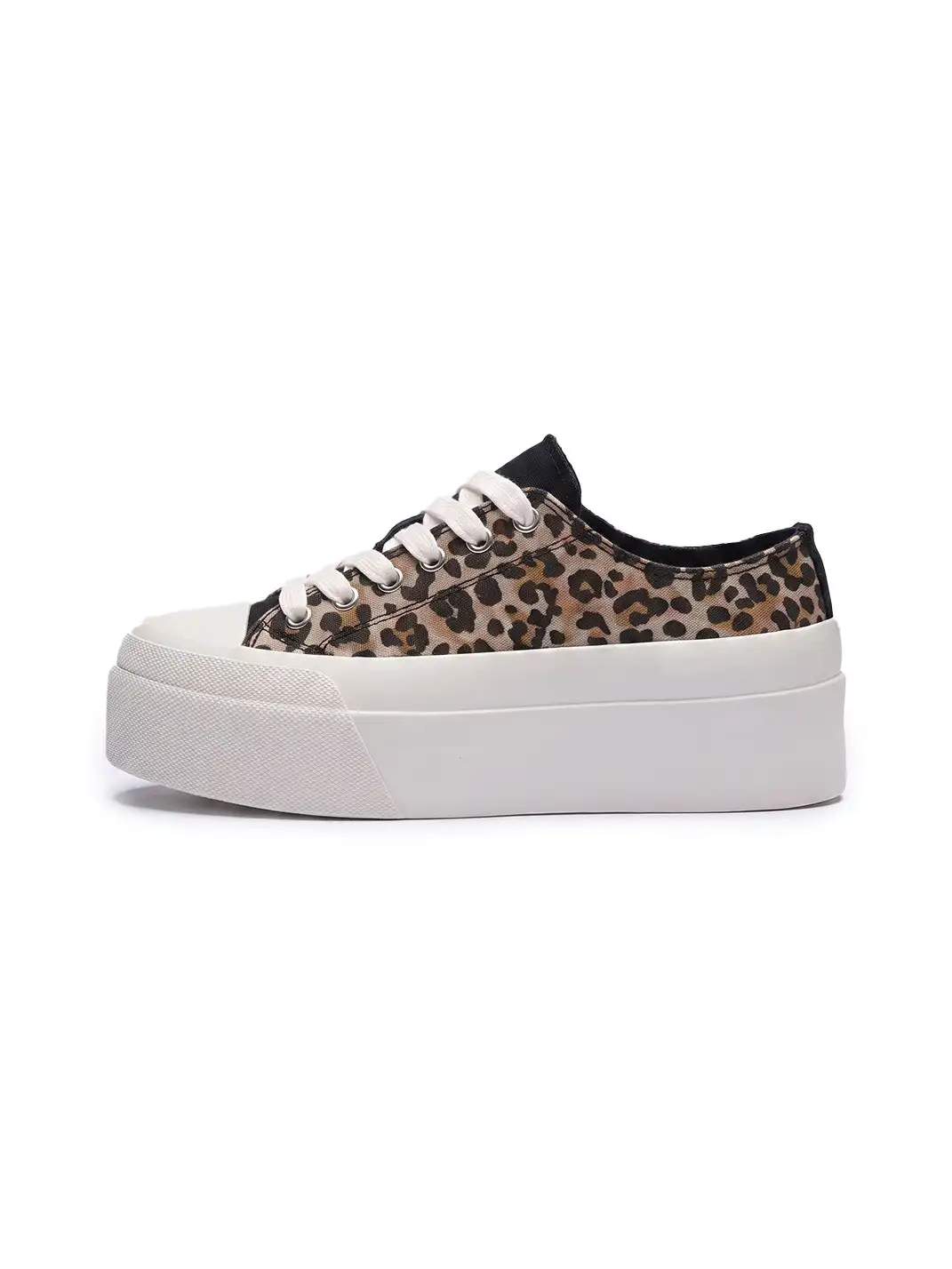 LeStream | Low-Top Color Block Leopard Print Canvas Shoes