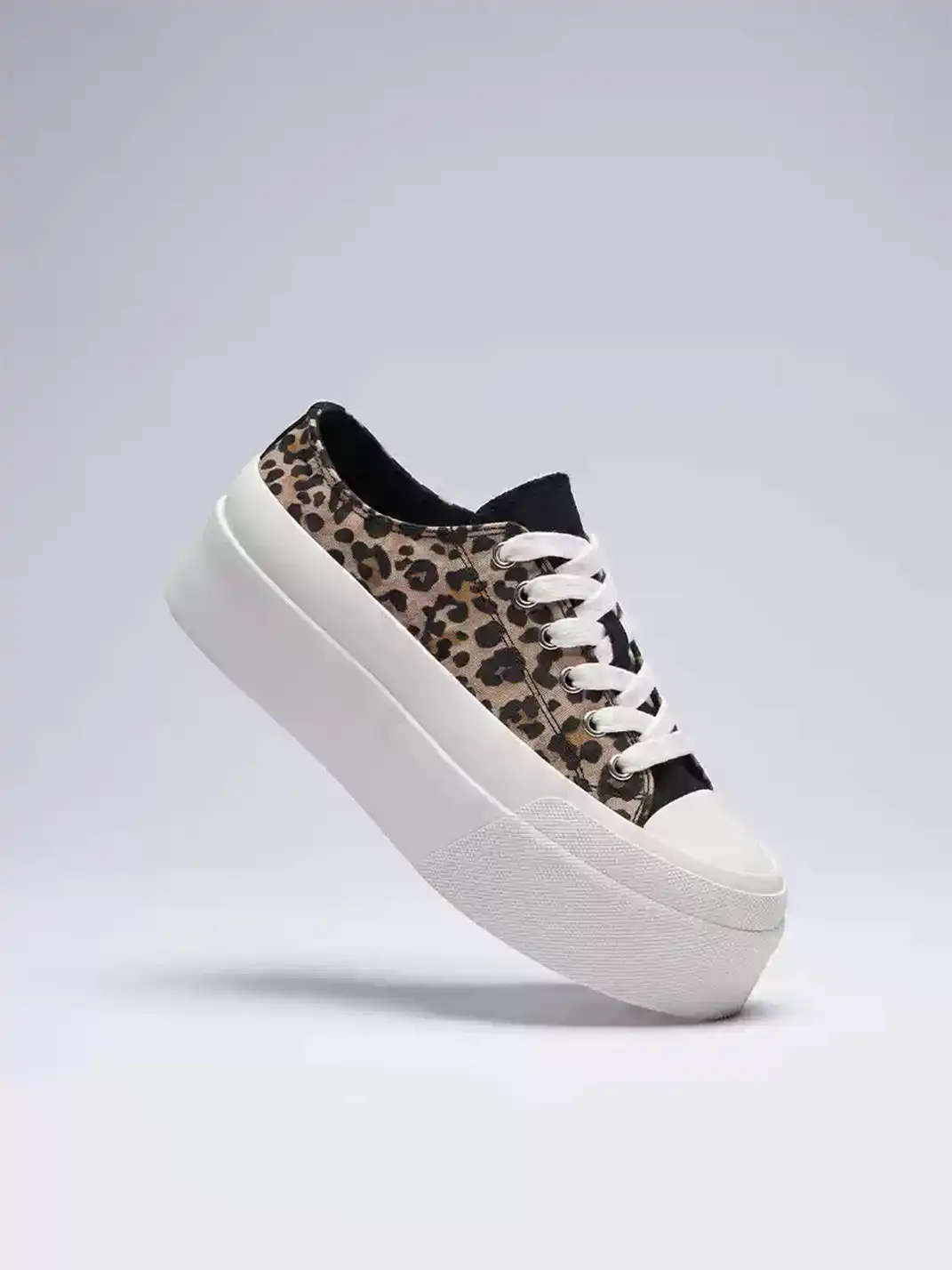 LeStream | Low-Top Color Block Leopard Print Canvas Shoes
