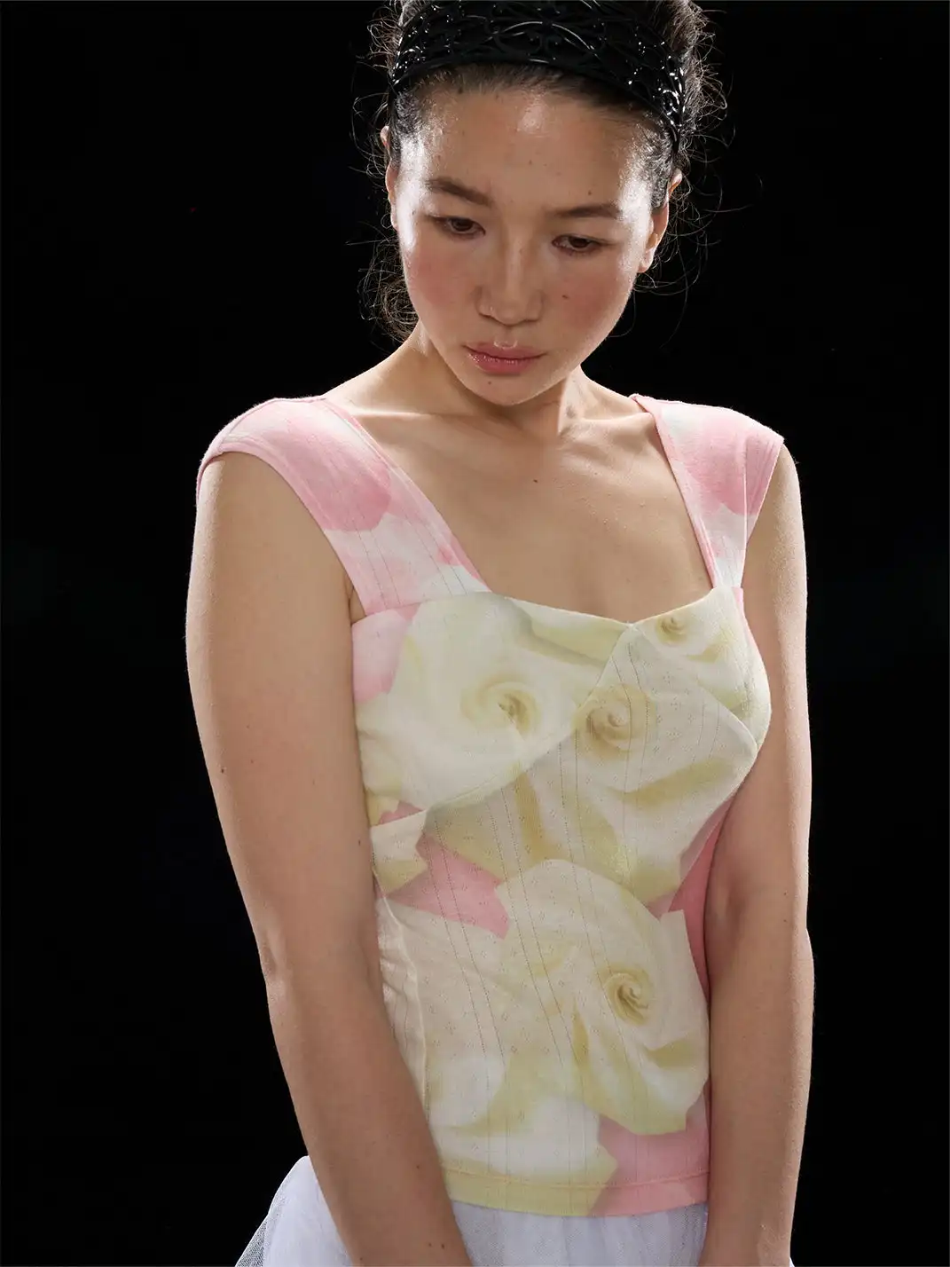 Zenlulu | Origami Rose Square Neck Cutout Top