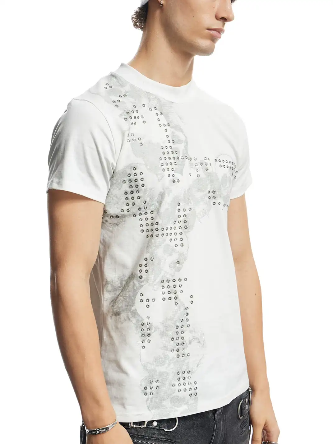 DND4DES | Skull Print Hotfix Cross T-Shirt