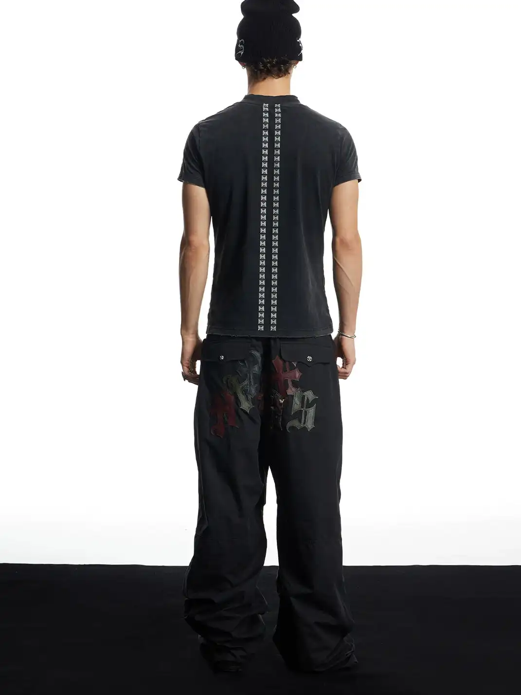 DND4DES | Cross Spliced Leather Wide Leg Casual Pants