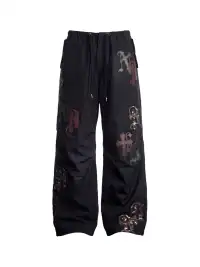 DND4DES | Cross Spliced Leather Wide Leg Casual Pants
