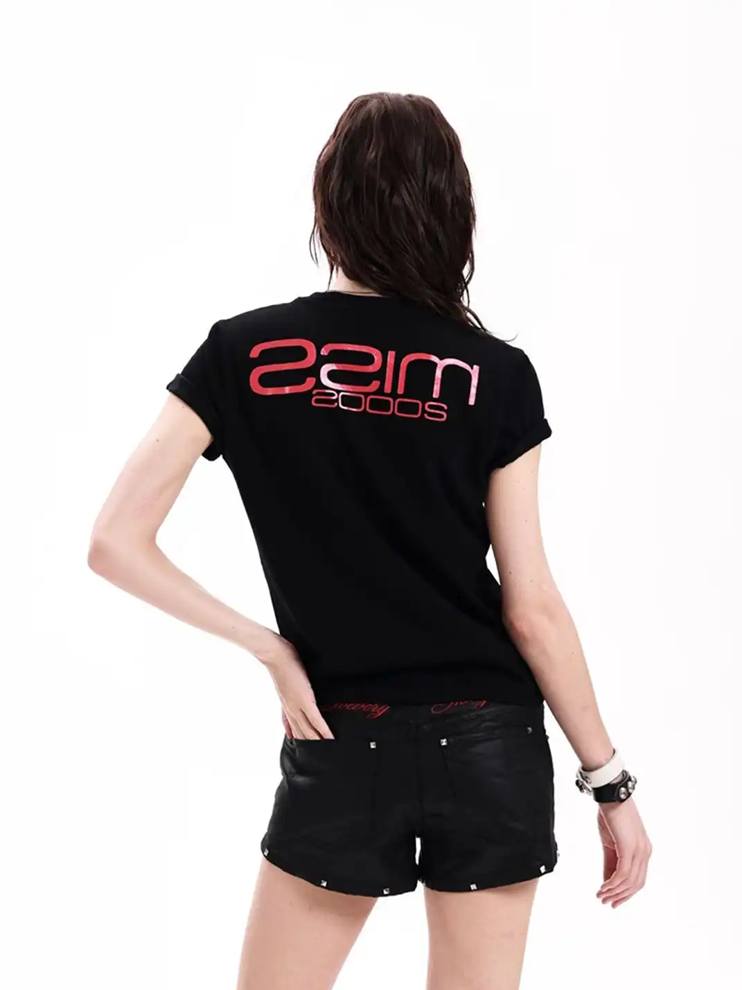 DETW | Henry Collar T-Shirt With Skull Rhinestone Embroidery Print