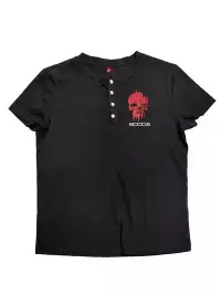 DETW | Henry Collar T-Shirt With Skull Rhinestone Embroidery Print