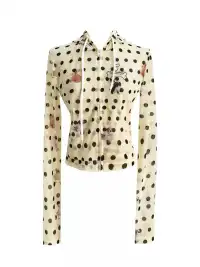 DETW | Polka Dot Mesh Hooded Zip-Up Jacket