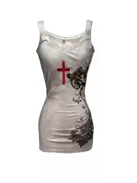 DETW | V-Neck Cami Top With Splatter Wash & Lace Spliced Print