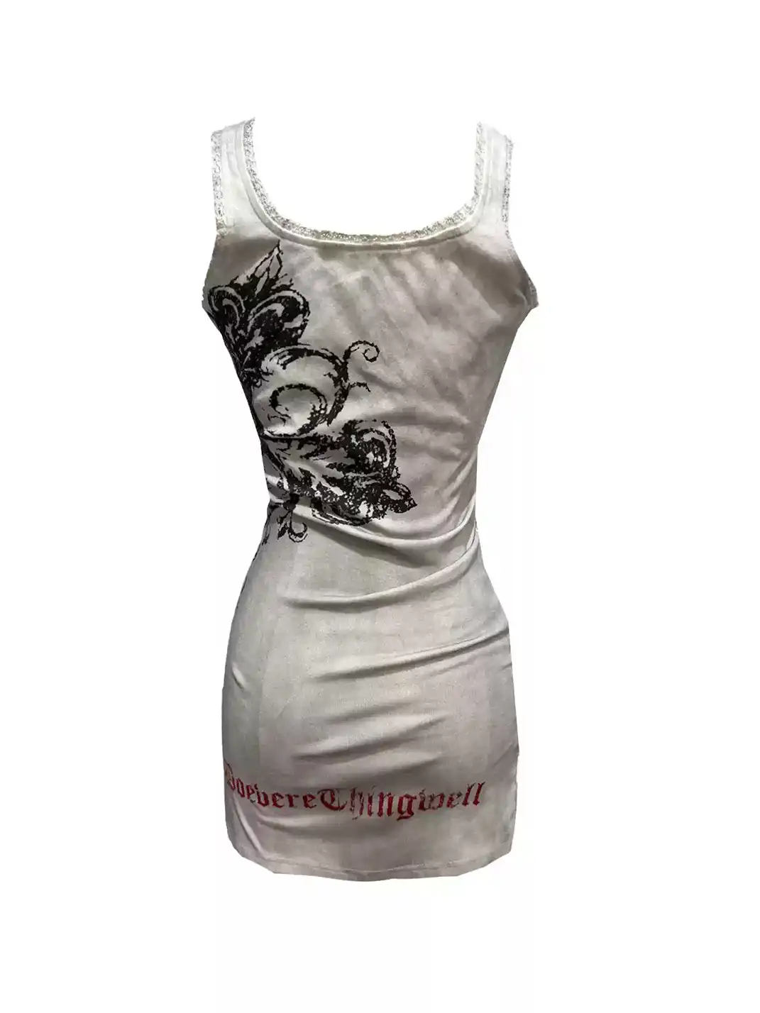 DETW | V-Neck Cami Top With Splatter Wash & Lace Spliced Print