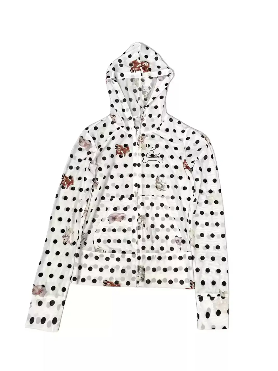DETW | All Over Polka Dot Zip-Up Hooded Jacket