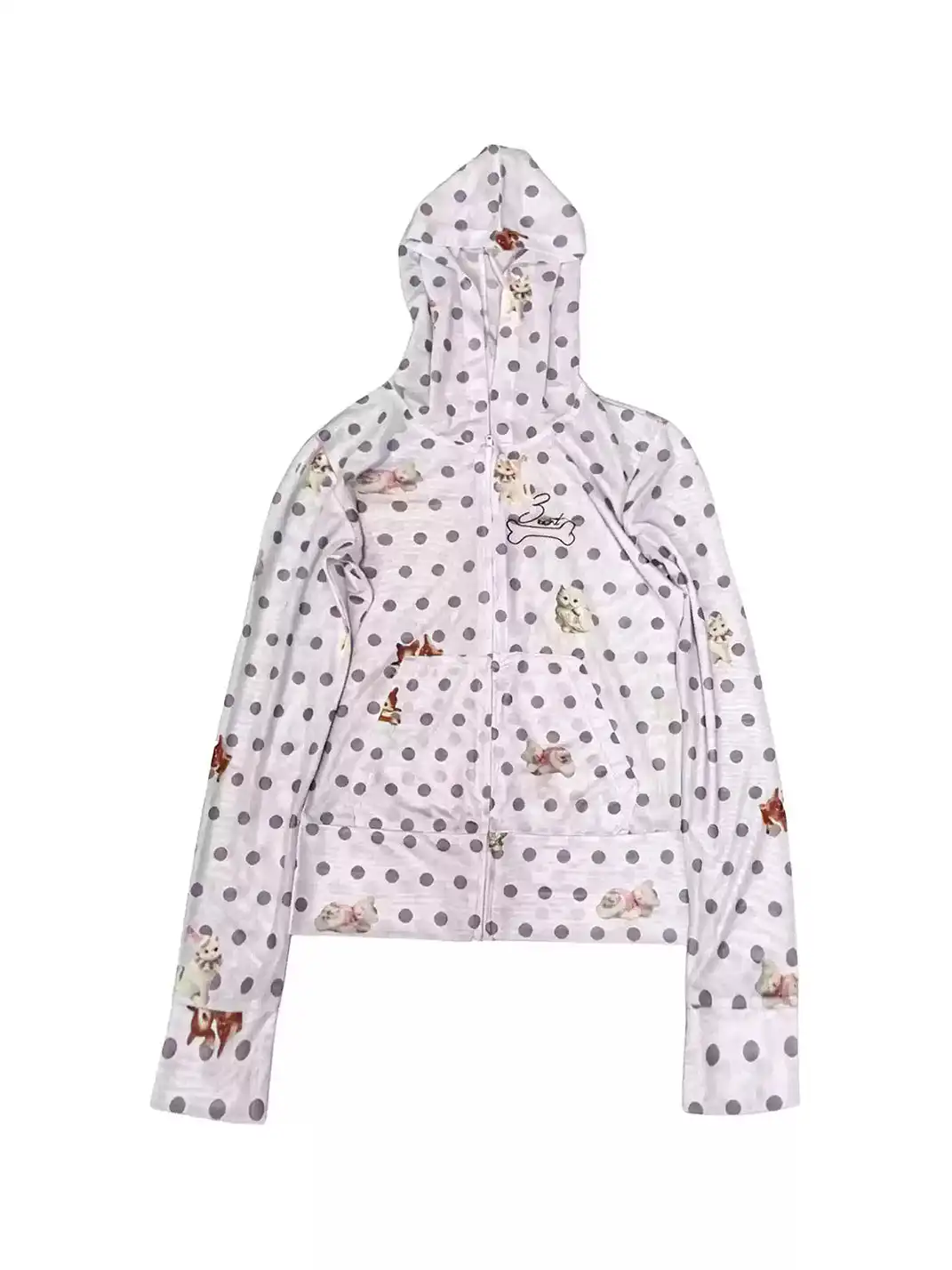 DETW | All Over Polka Dot Zip-Up Hooded Jacket
