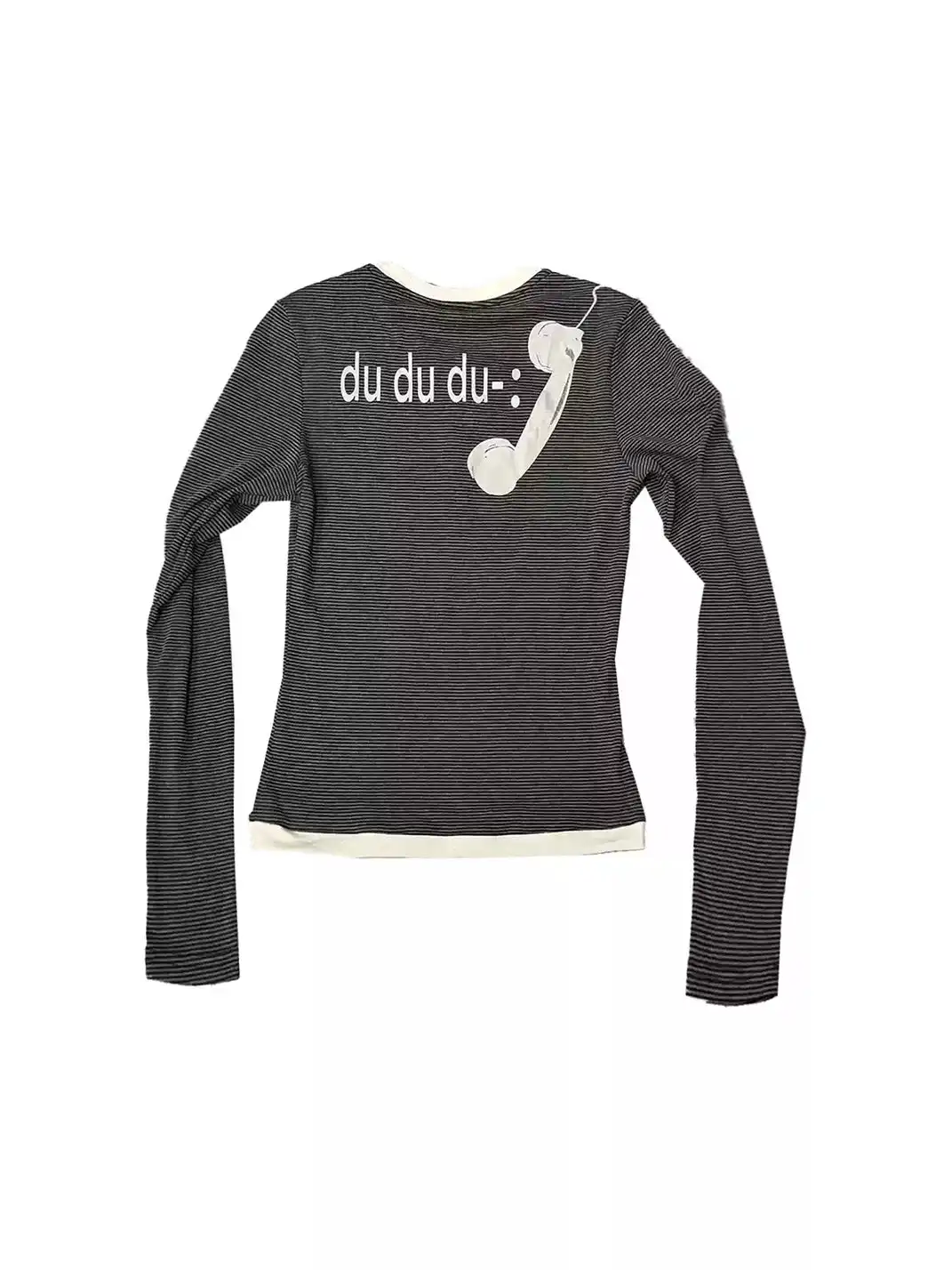 DETW | Striped Slogan Screen Print Letter T-Shirt