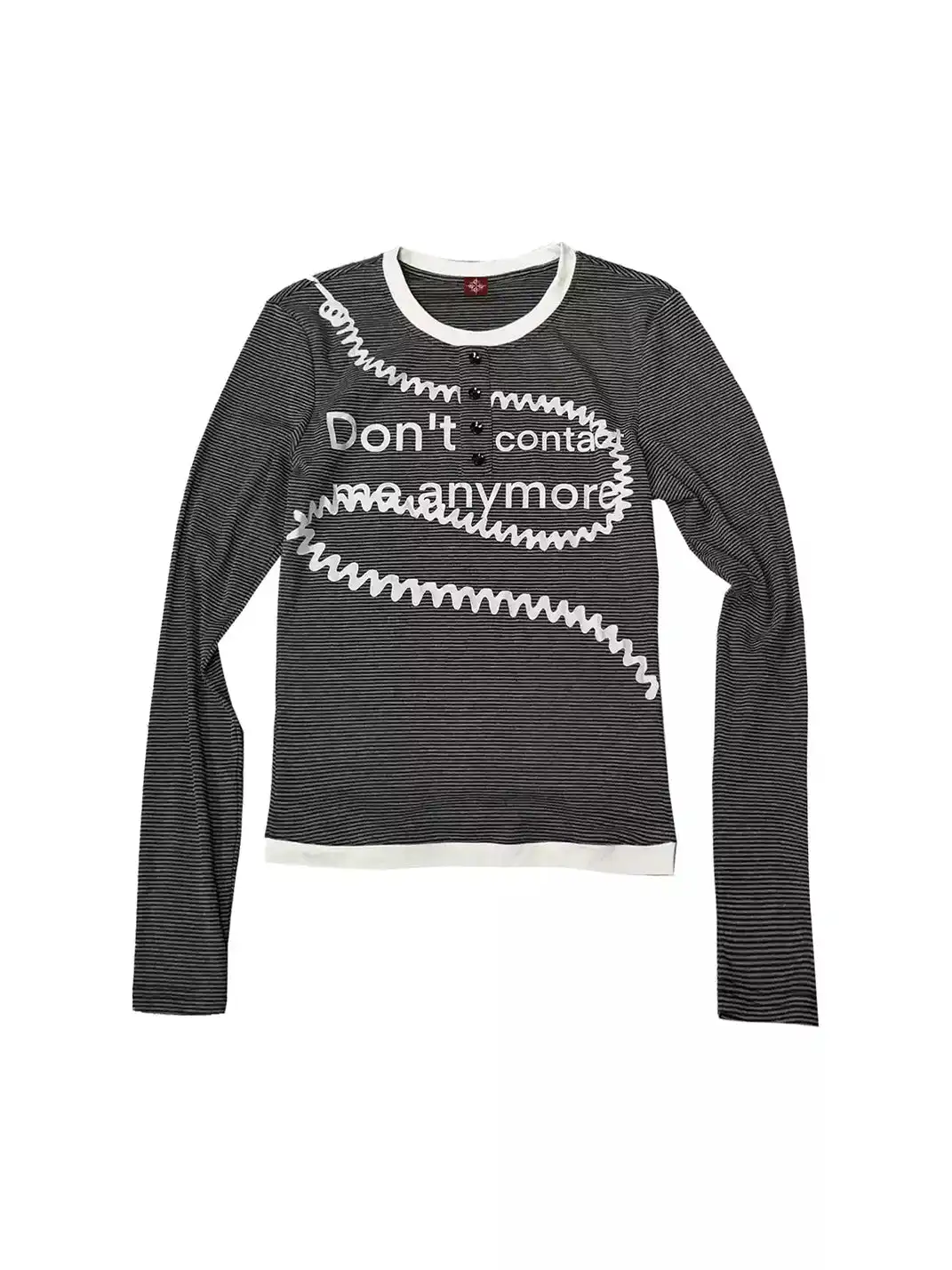 DETW | Striped Slogan Screen Print Letter T-Shirt