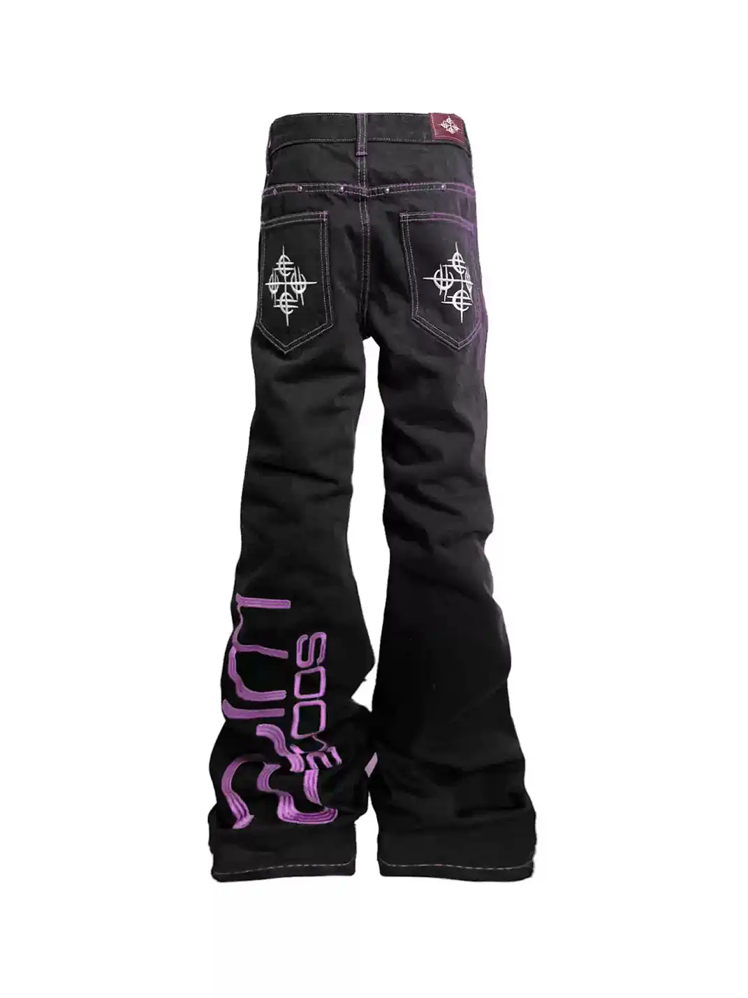 DETW | Purple Line Black Embroidered Studded Jeans