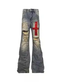 DETW | Cross Bloodstain Hand-Riveted Distressed Jeans